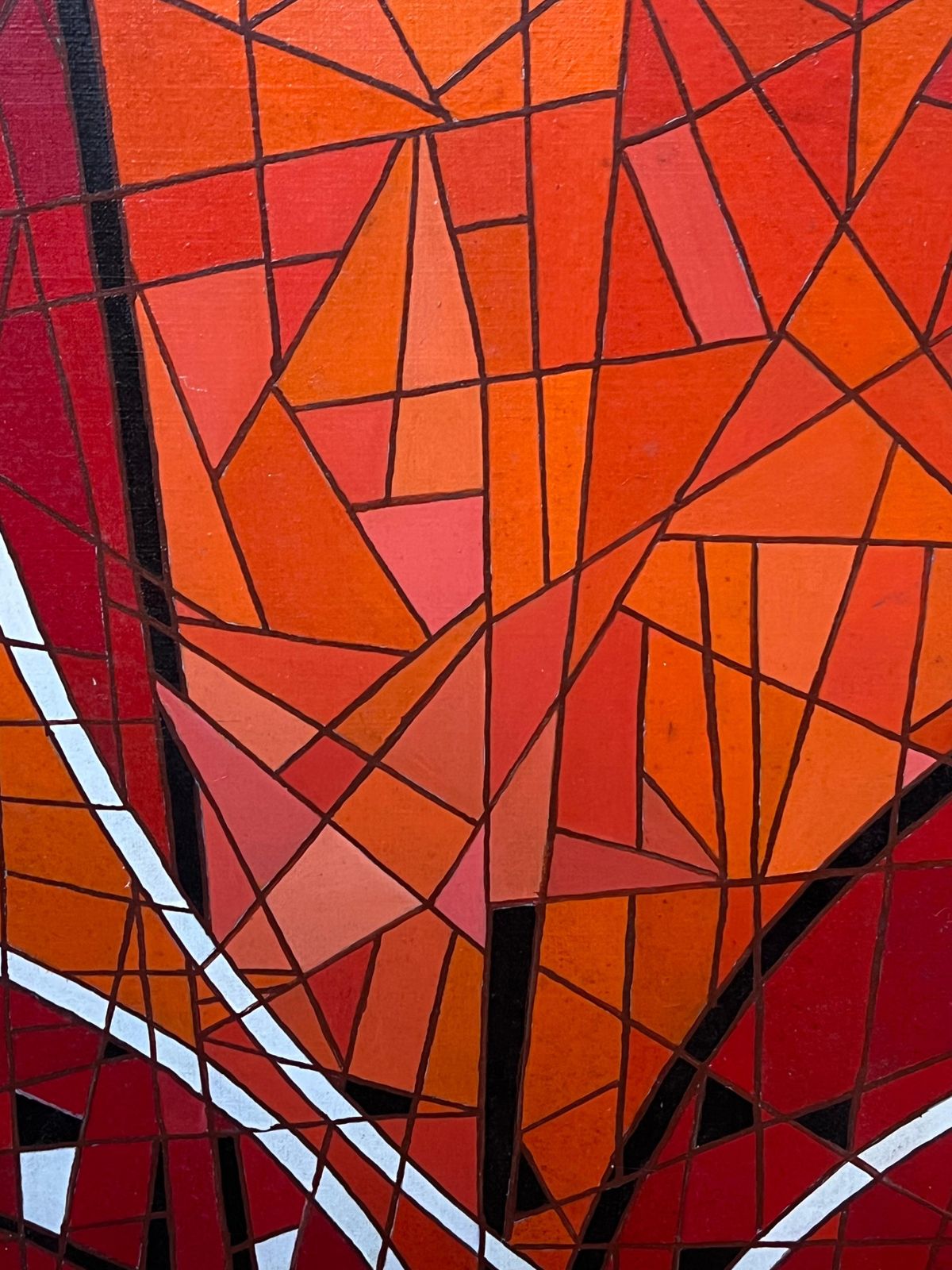 French Schoollarge Mosaic Style Abstract French Oil Painting C.1980's Bright Colors photo 539.0