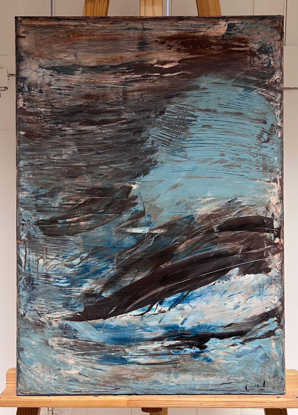 French Schoollarge French Abstract Oil Painting Palette Knife Original Mid 20th Century photo furniture