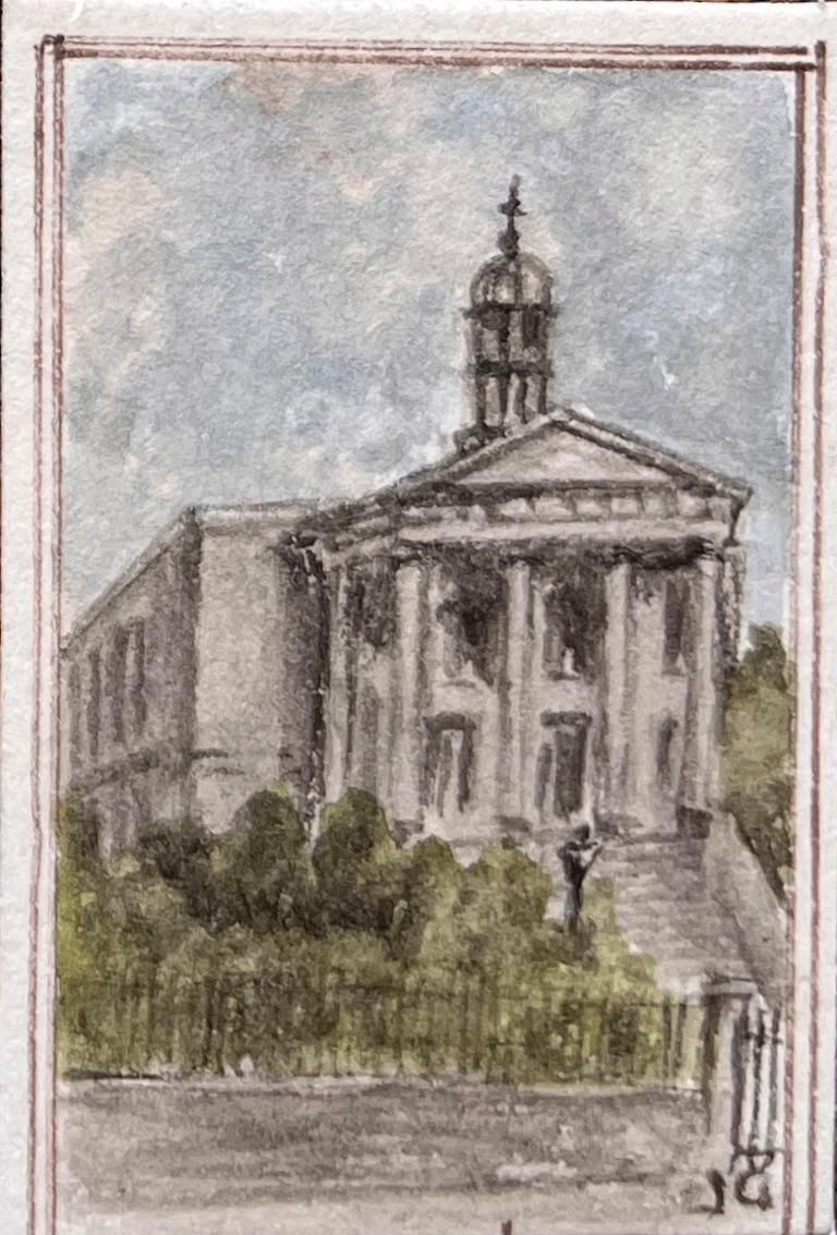 Jack Grunwellset Of Four Miniature Watercolors Of Bristol Churches And Civic Landmarks photo vinterior