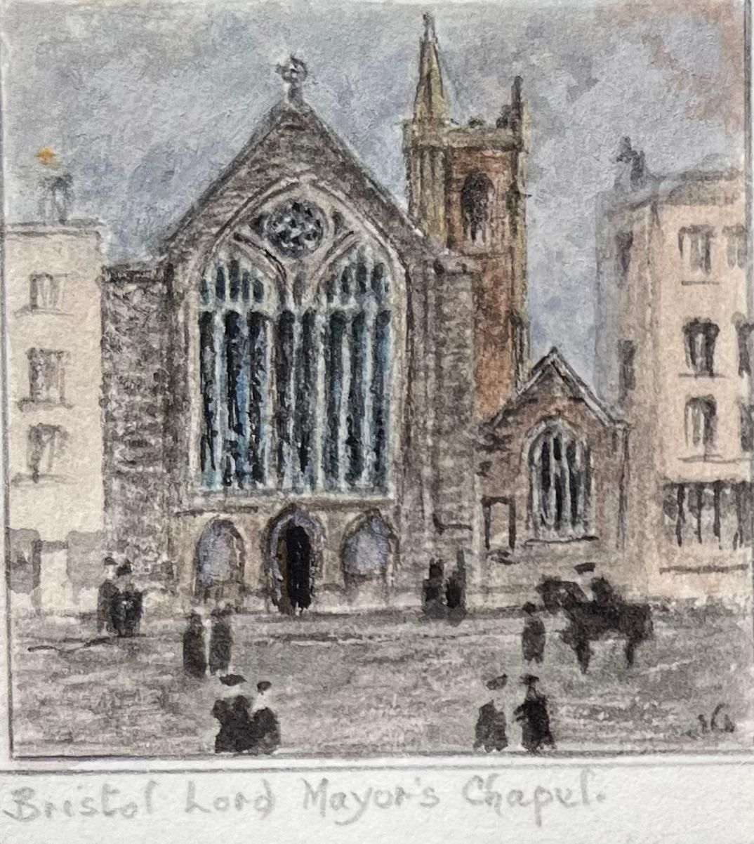 Jack Grunwellset Of Four Miniature Watercolors Of Historic Theatres And Chapels In Bristol photo for sale
