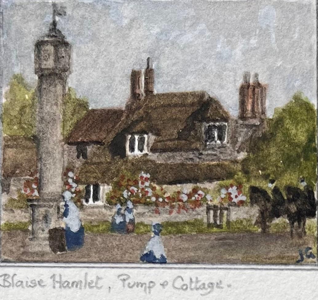 Jack Grunwellset Of Four Historic Miniature Watercolors Of Blaise Hamlet And Bristol Landmark photo for sale
