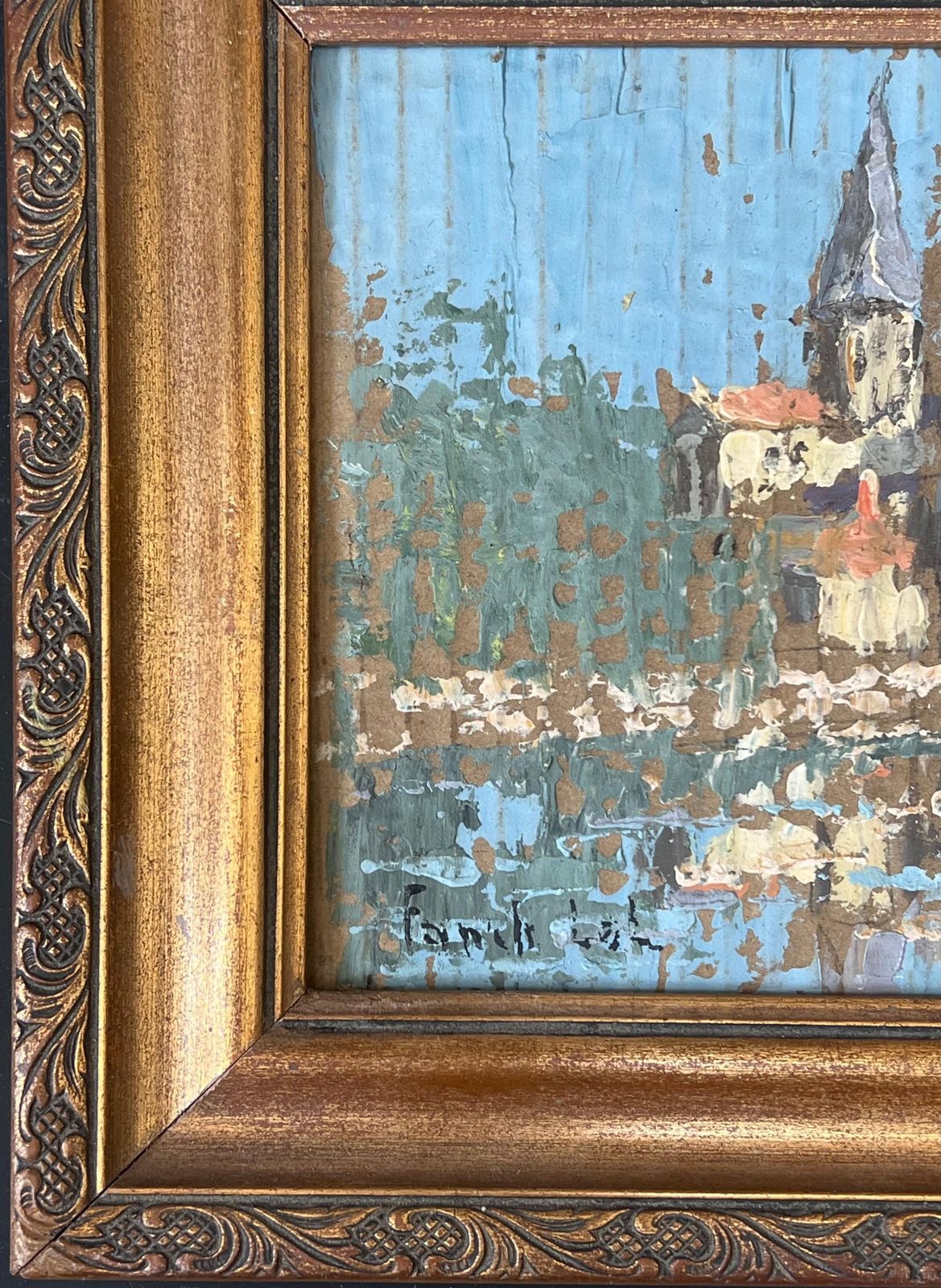Fanch Lelriver Building Water Reflection French Oil Landscape Painting photo Art