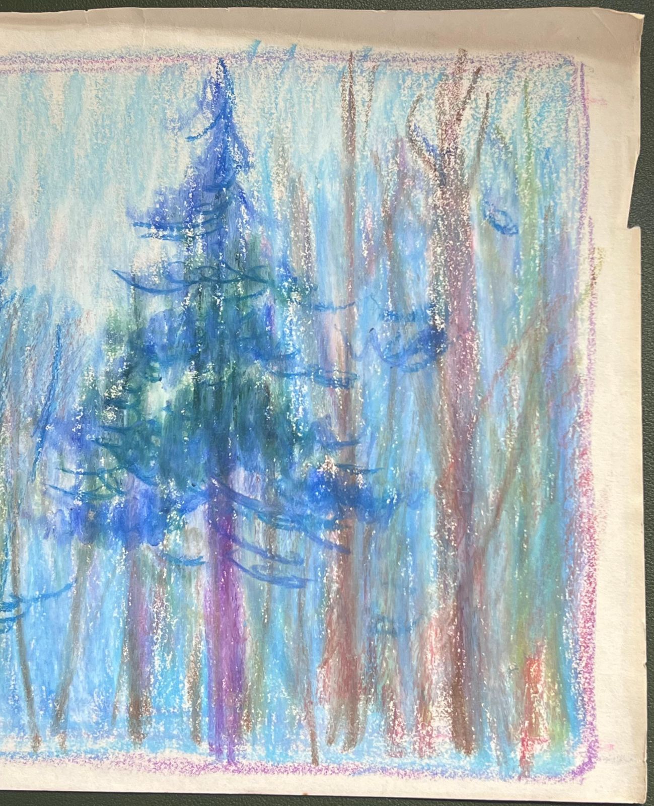 Akos Biro20th Century French Expressionist Tall Pine Tress In Moonlight Blue Forest photo for sale