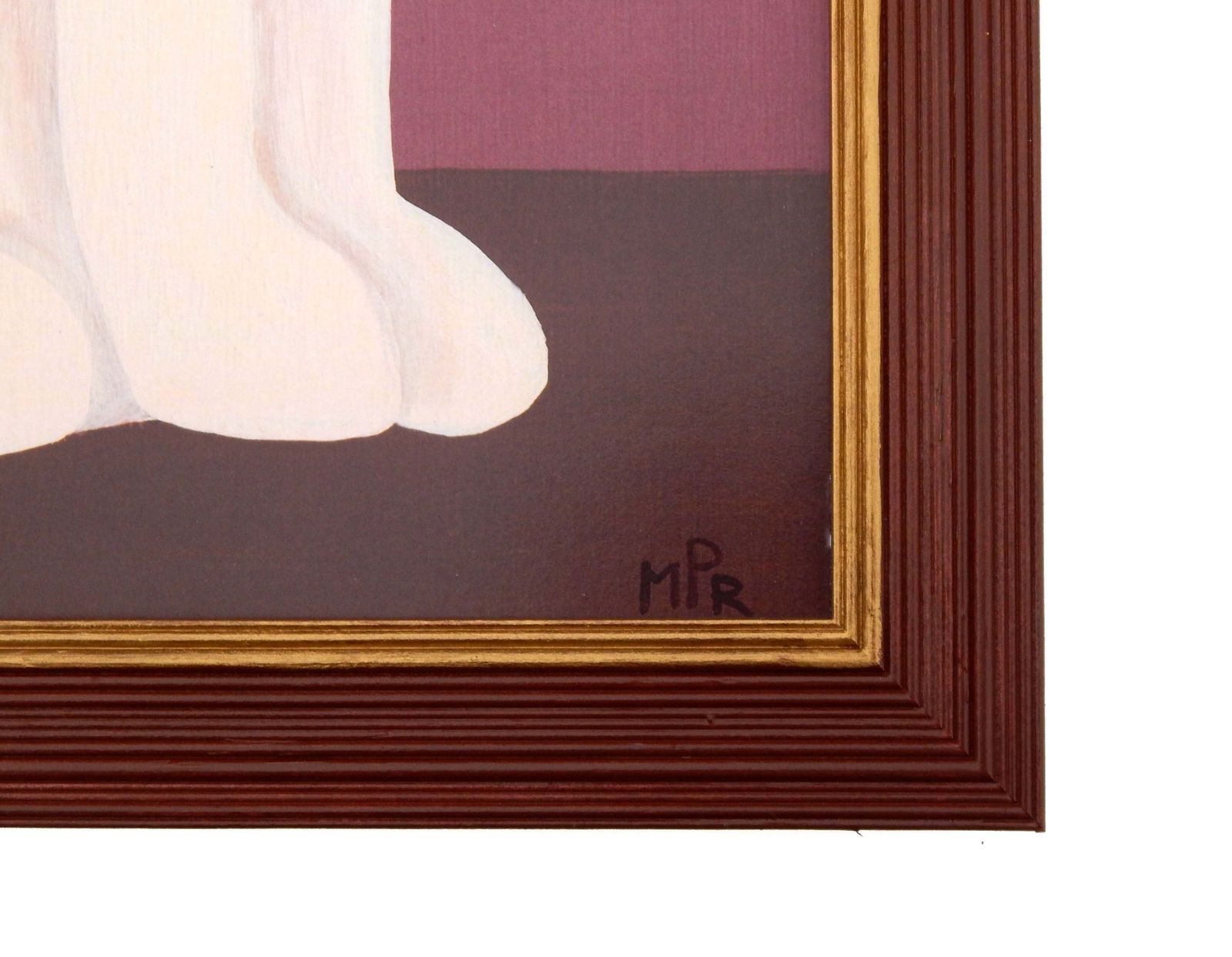 Naive Staffordshire Dog Fine Art Print, Folk Art – Right Facing Spaniel On Mantle   Dusky Pink   By Matt Rix In Hand Painted Frame, Signed photo buy