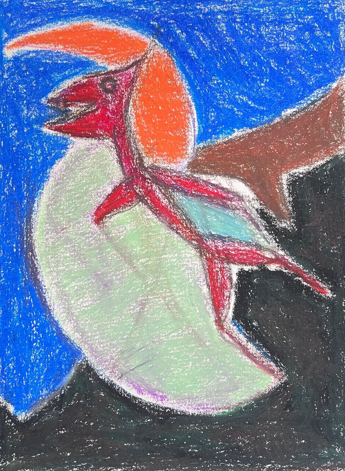 Akos Biro20th Century French Expressionist Red Abstract Figure In Bright Landscape