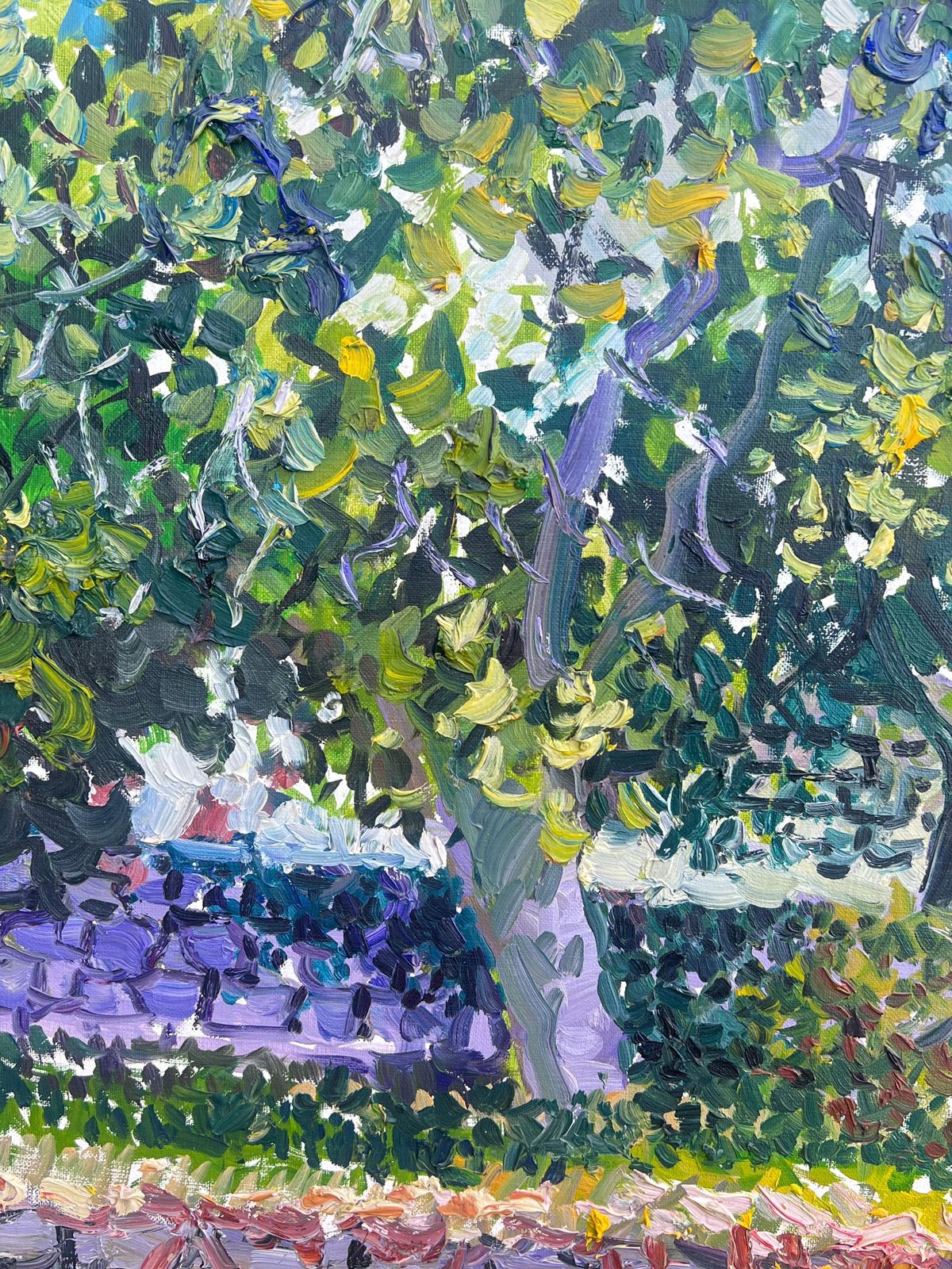 photo for sale French Schoolhuge French Signed Oil Painting Provencal House In Floral Garden Large Canvas