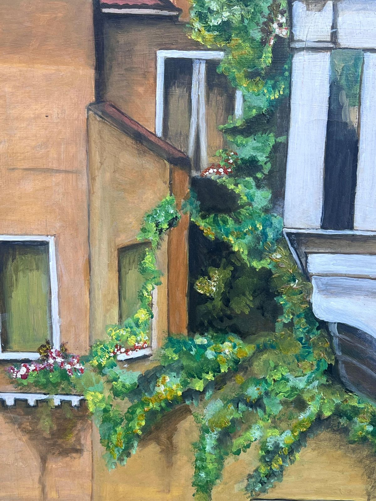 Italian Schoolhuge Signed Oil Painting Tranquil Italian Canal Venice Backwater Old Houses2000 photo buy