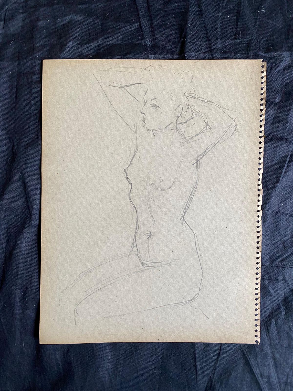 Jean Paul Le Verriermid 20th Century French Original Line Drawing Sketch Nude Female  Stamped photo for sale