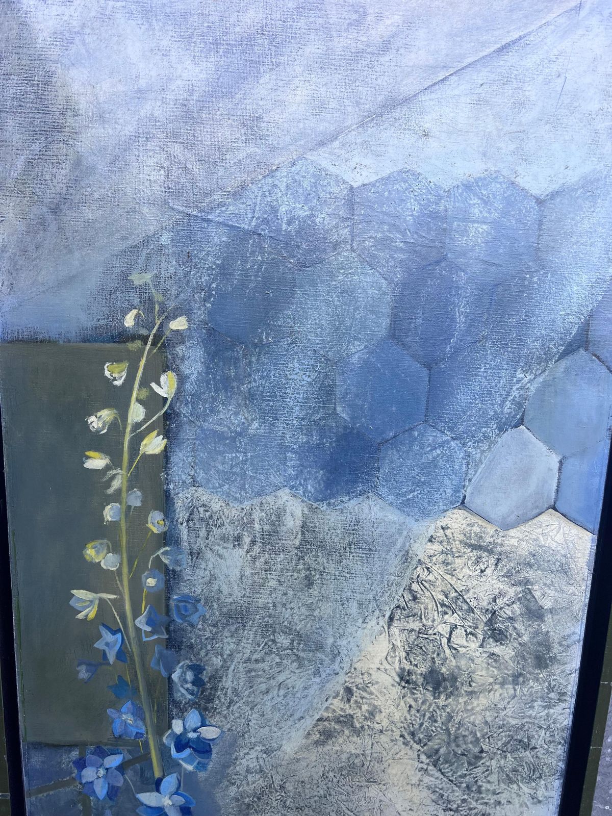 Michel Remy Riethlarge 1970's French Abstract Garden Plants Flowers Signed Original Oil Painting1977 photo Art
