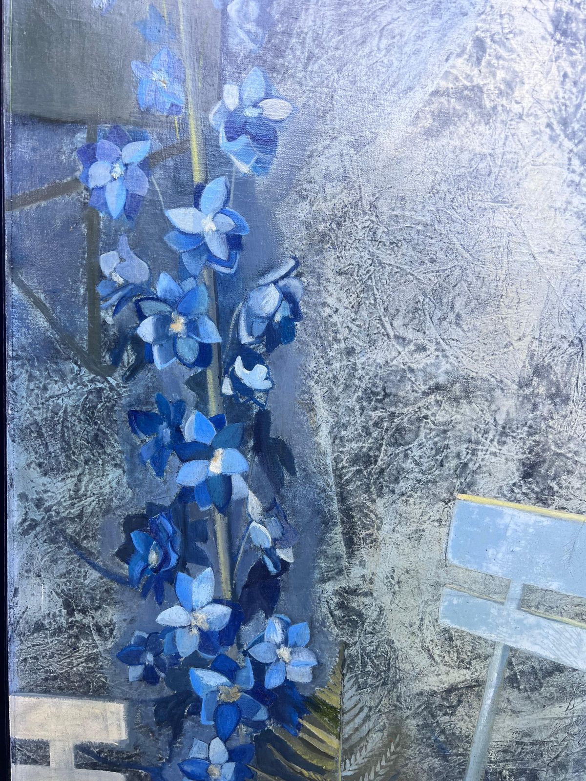 Michel Remy Riethlarge 1970's French Abstract Garden Plants Flowers Signed Original Oil Painting1977 photo 1221.0