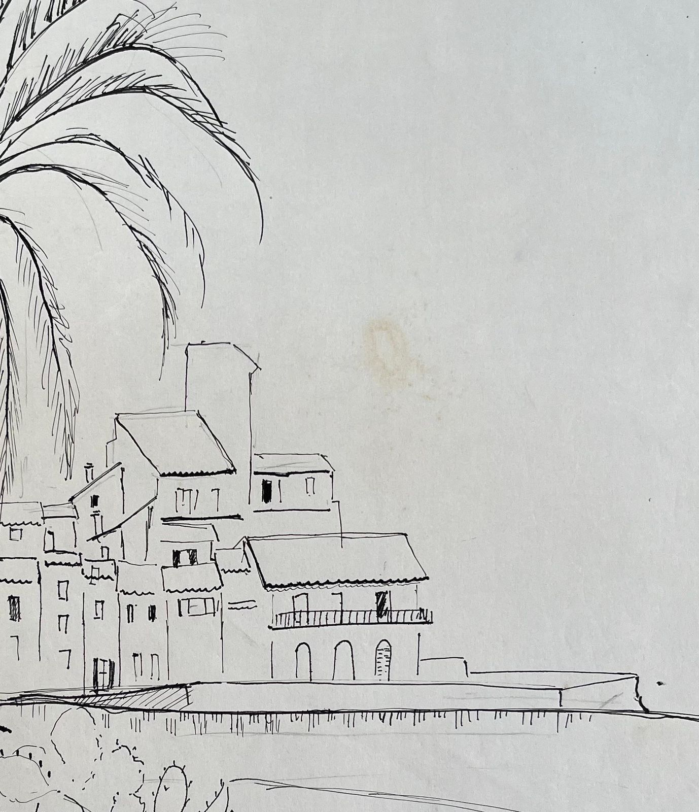 Anne Marie Migette Perardmid 20th Century Post Impressionist Drawing Of Antibes With Palm Tree And Cacti photo Art
