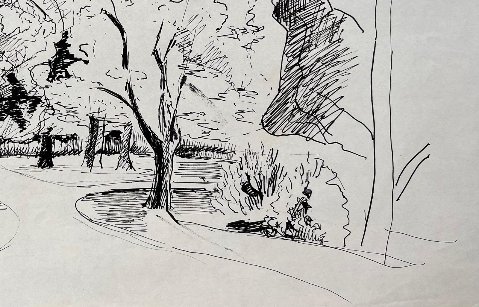 Anne Marie Migette Perardmid 20th Century Post Impressionist Drawing Of Tree Lined Path In Ink photo 474.0