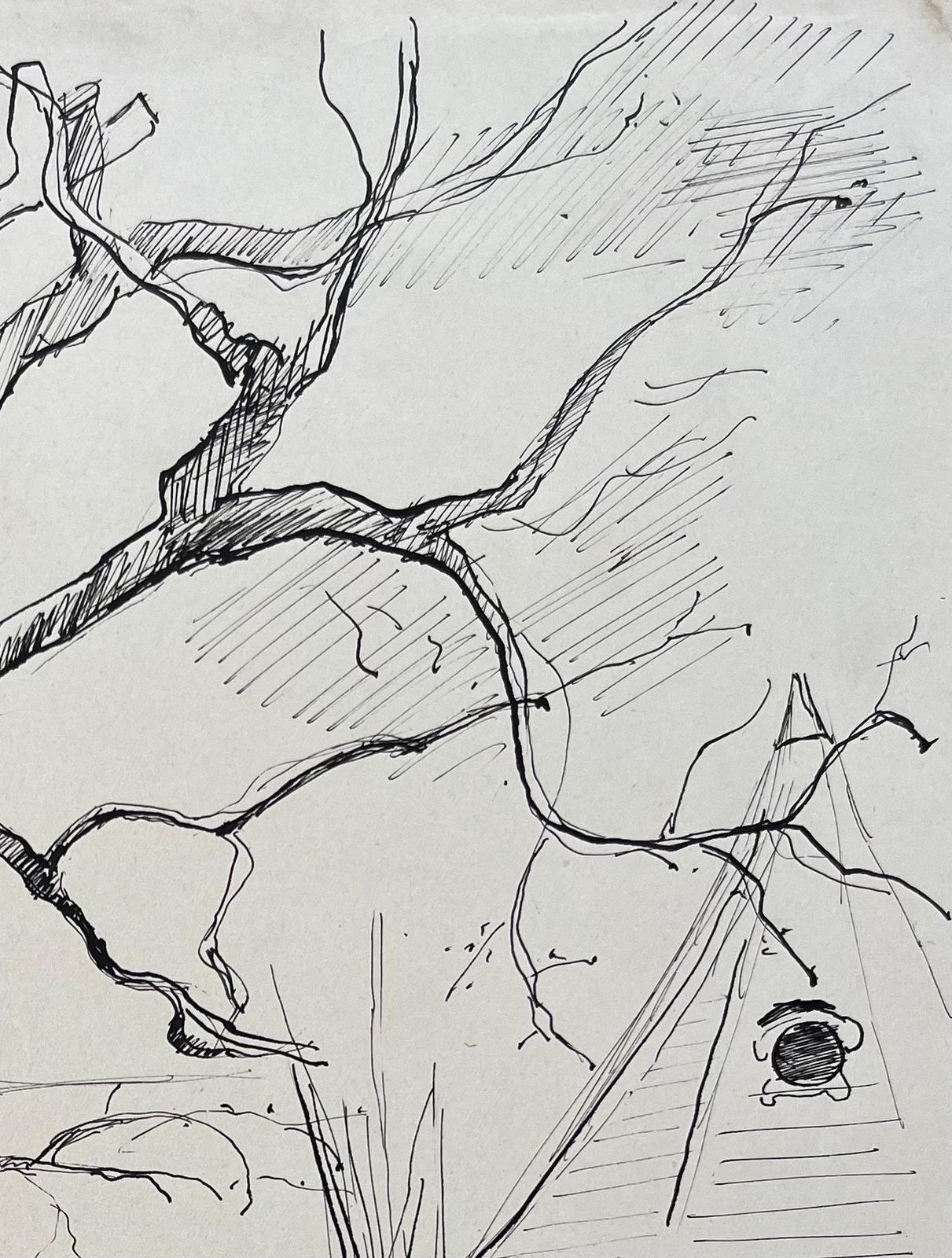 Anne Marie Migette Perardmid 20th Century Post Impressionist Ink Drawing Of Dovecote Pavilion And Tree photo vinterior