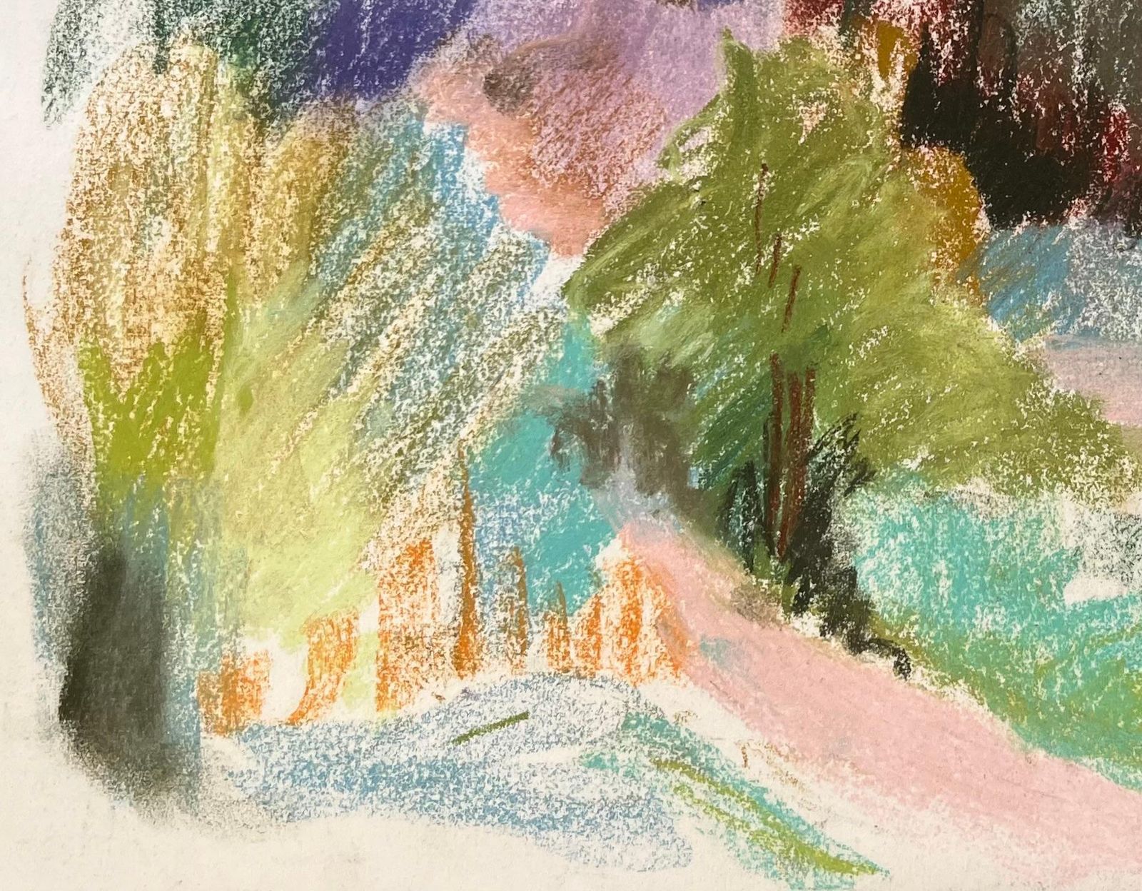 Anne Marie Migette Perardmid 20th Century Pastel Of Hilltop Ruins And Forest Path In France photo Art