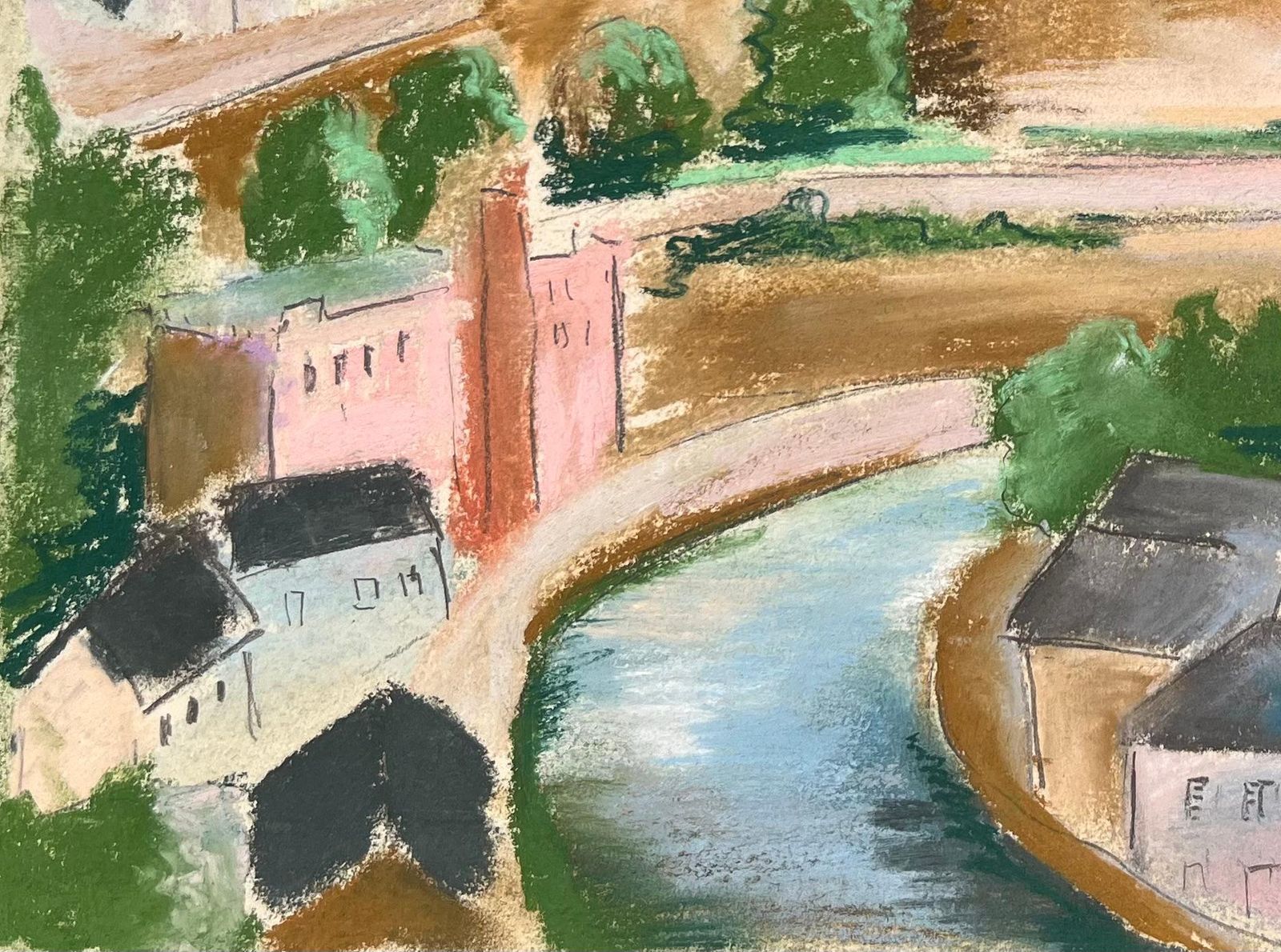 Anne Marie Migette Perardmid 20th Century Pastel Of Luxembourg City With Fortification Wall And River photo Art