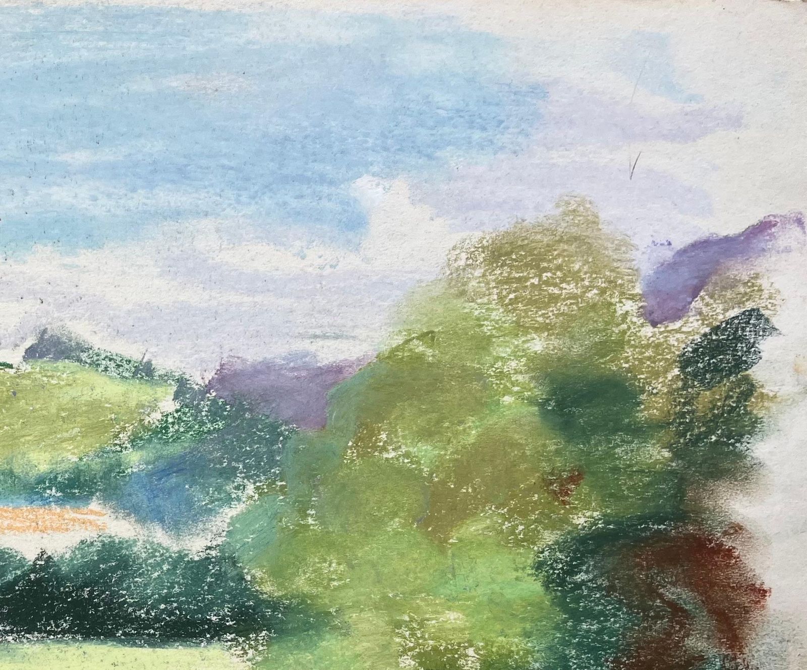 Anne Marie Migette Perardmid 20th Century French Pastel Landscape Of Bethonvilliers Village In Hills photo Art