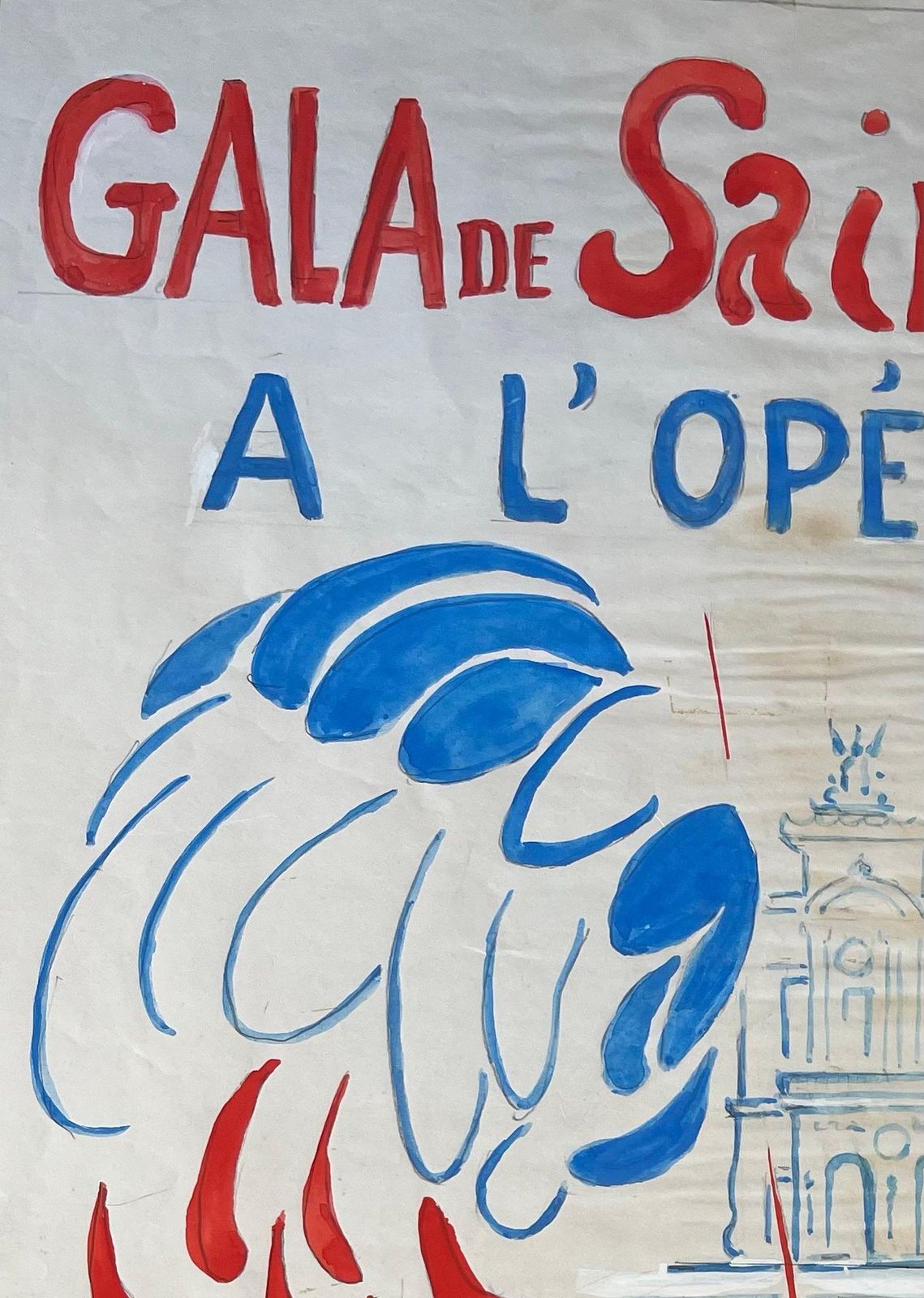 Anne Marie Migette Perardoriginal French Poster Artwork For Gala De Saint Cyr à L’opéra photo for sale