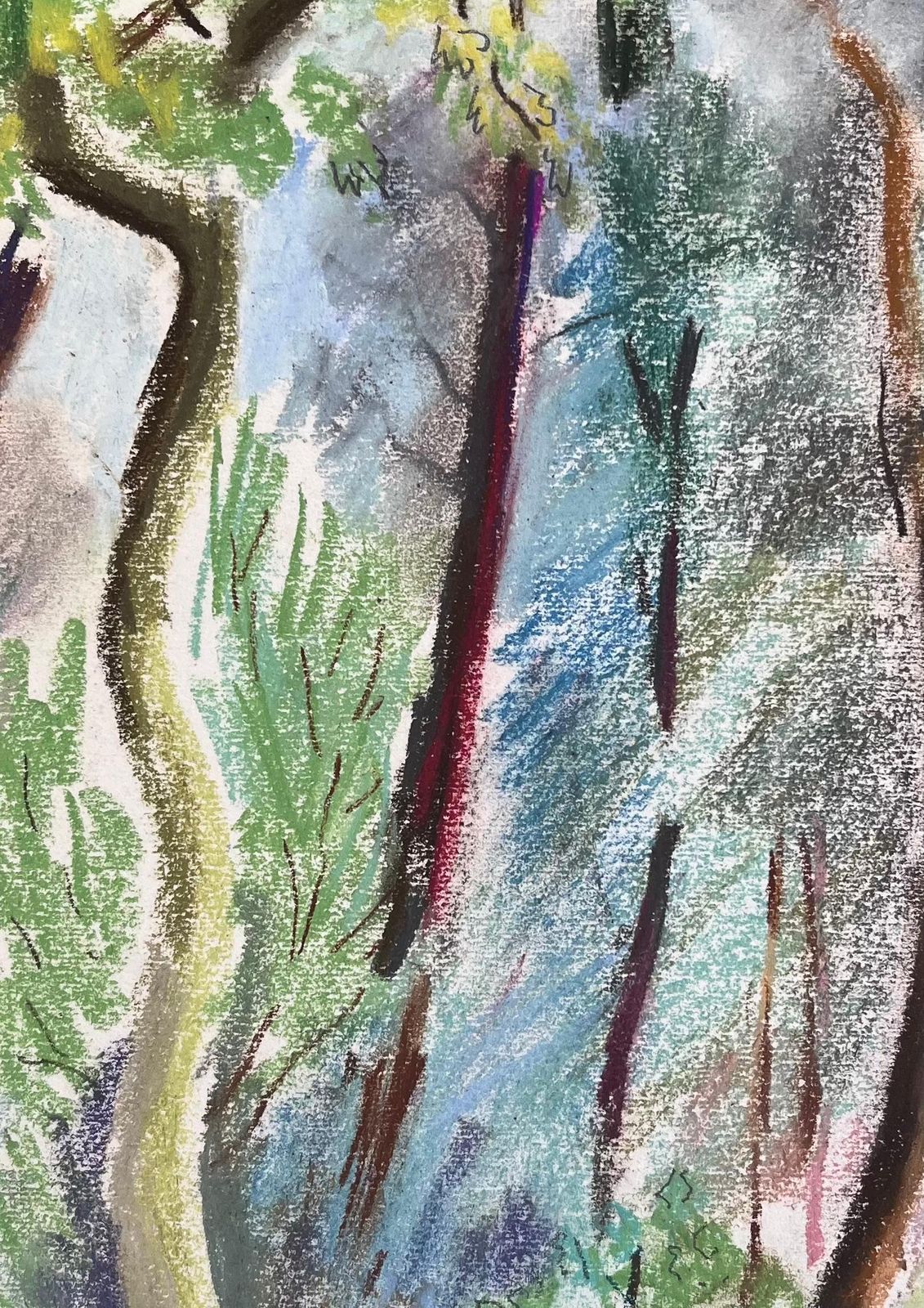 Anne Marie Migette Perardmid 20th Century French Pastel Landscape Of Forest Trees In Les Laudes photo buy