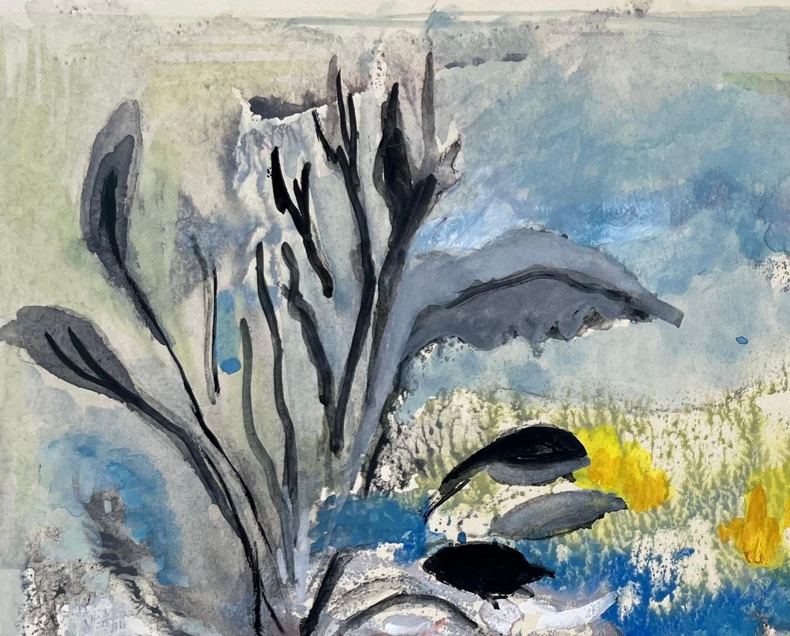Anne Marie Migette Perardmid 20th Century French Watercolour Still Life With Abstract Floral Arrangement photo for sale