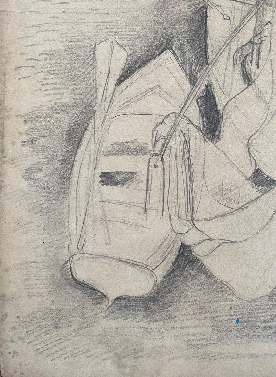 Anne Marie Migette Perardmid 20th Century Post Impressionist Pencil Drawing Of Docked Rowboats photo Art