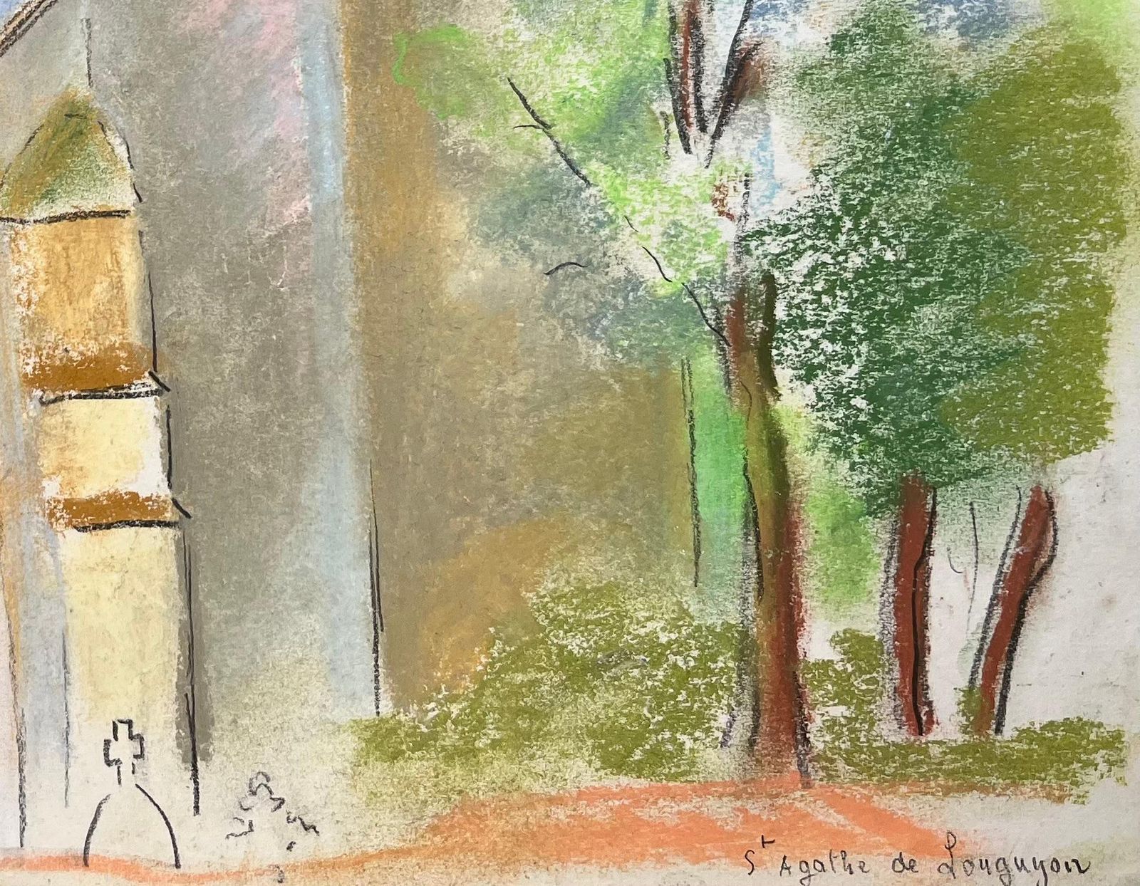 Anne Marie Migette Perardmid 20th Century Pastel Of St. Agathe Church In Loueygoun In France photo vinterior