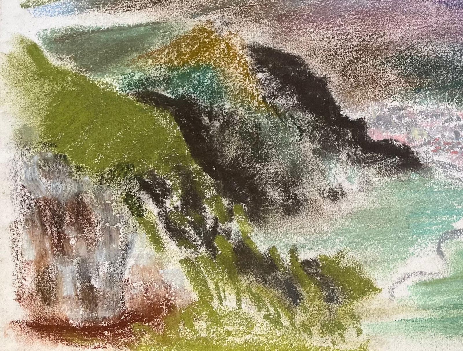 Anne Marie Migette Perardmid 20th Century Pastel Landscape Of Pey De Sancy Volcano In France photo Art