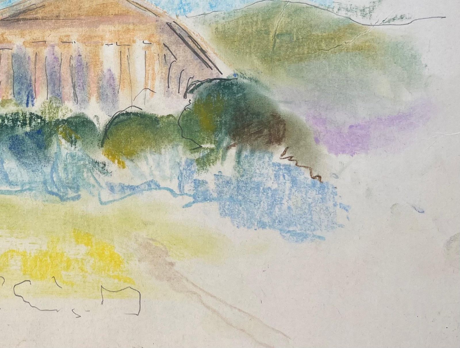 Anne Marie Migette Perardfrench Mid 20th Century Watercolour Of Temple Of Segesta In Sicily photo vinterior