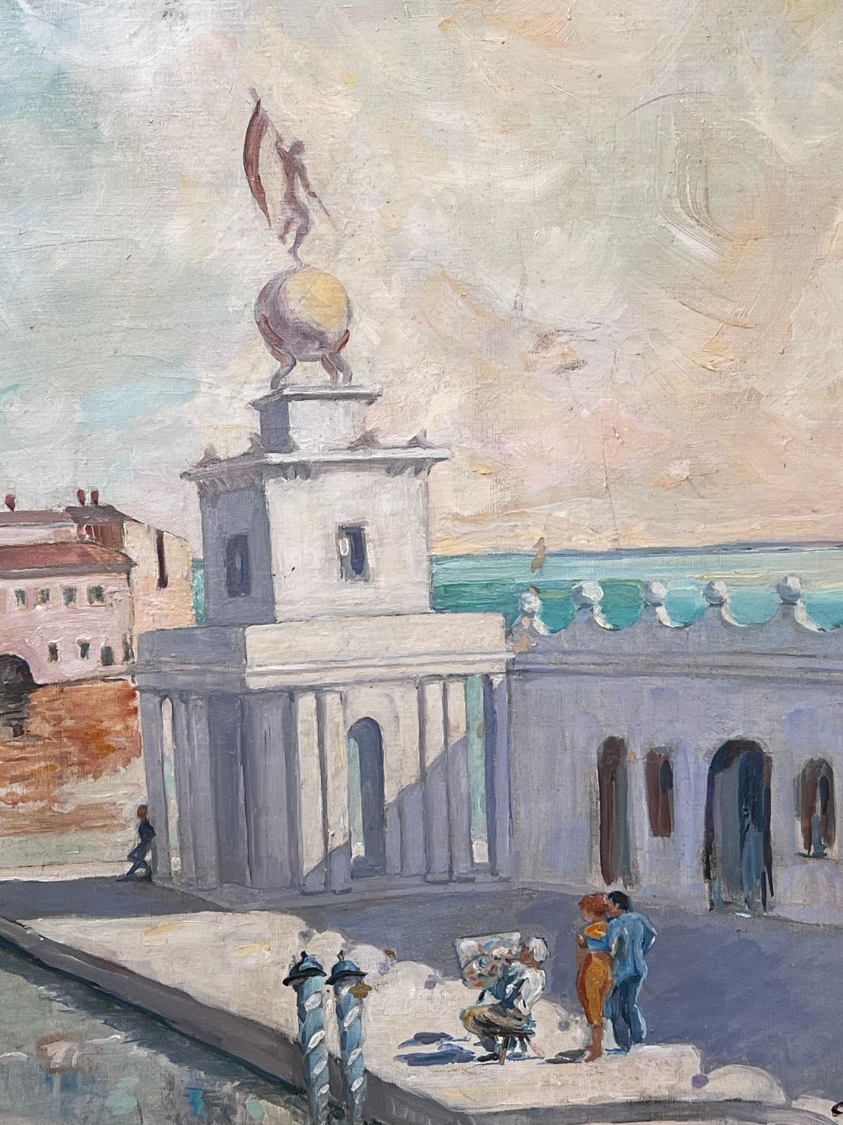 Christian Dombrevanehuge Signed Oil Painting Venice Canal San Giorgio Maggiore 20th Century photo Art