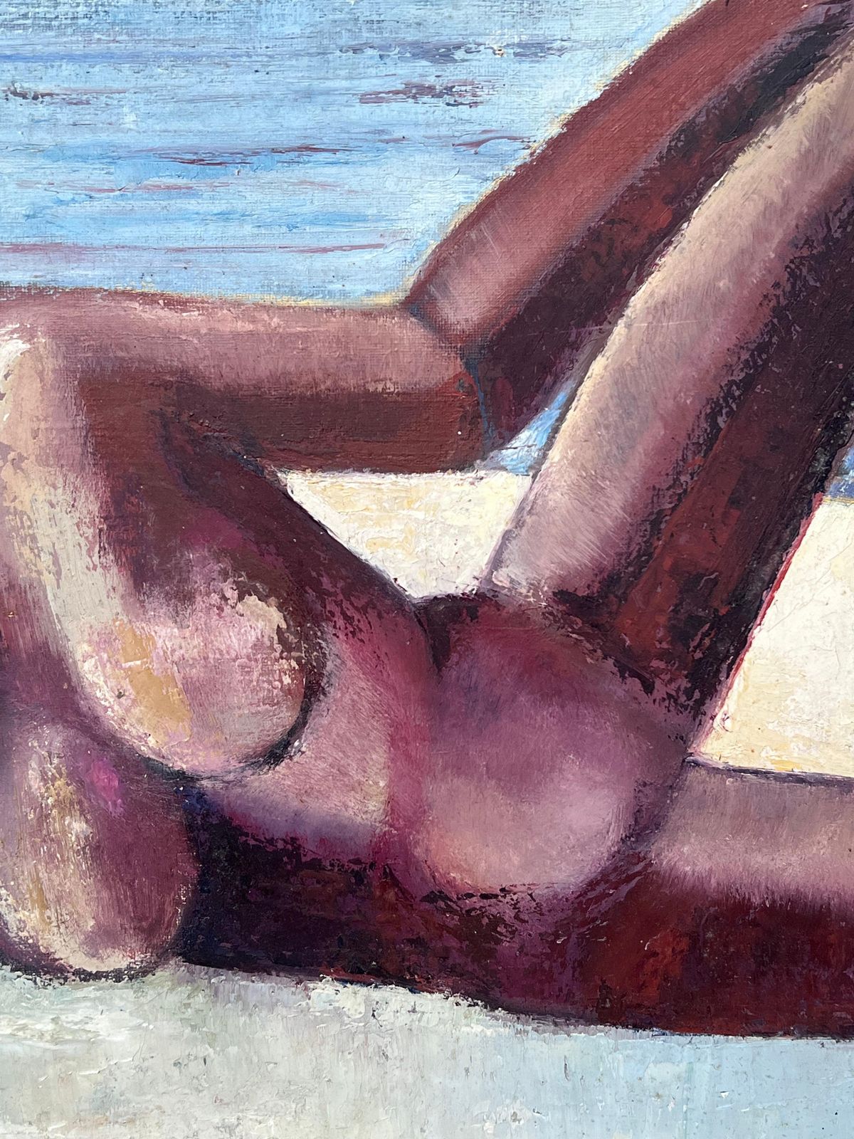 Danie Gruau1970's French Modernist Signed Oil Nude Lady On Beach Superb Quality Painting20th Century photo 2239.0