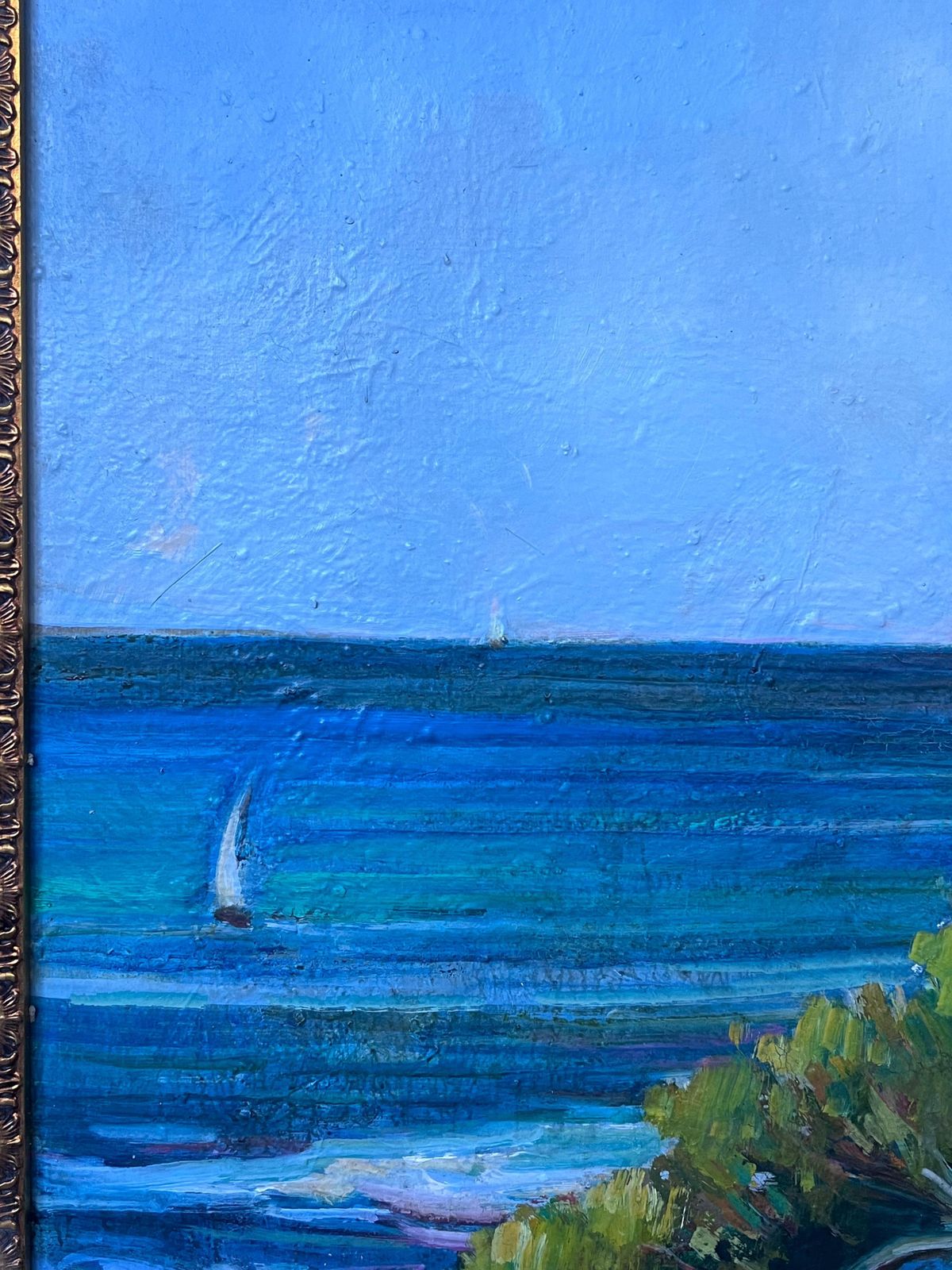 photo for sale Max Toutaincôte D'azur Blue Sea Coastal 20th Century French Post Impressionist Oil Painting