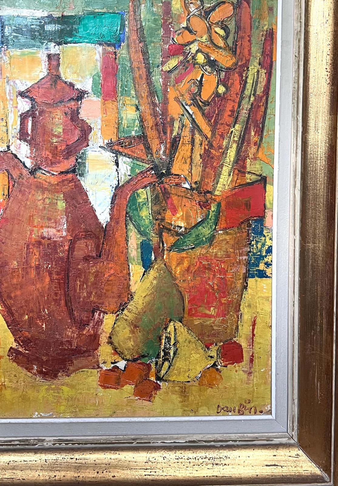 Jacques Daufin1950's French Modernist Signed Oil Painting Still Life Kitchen Table Objects photo 912.0