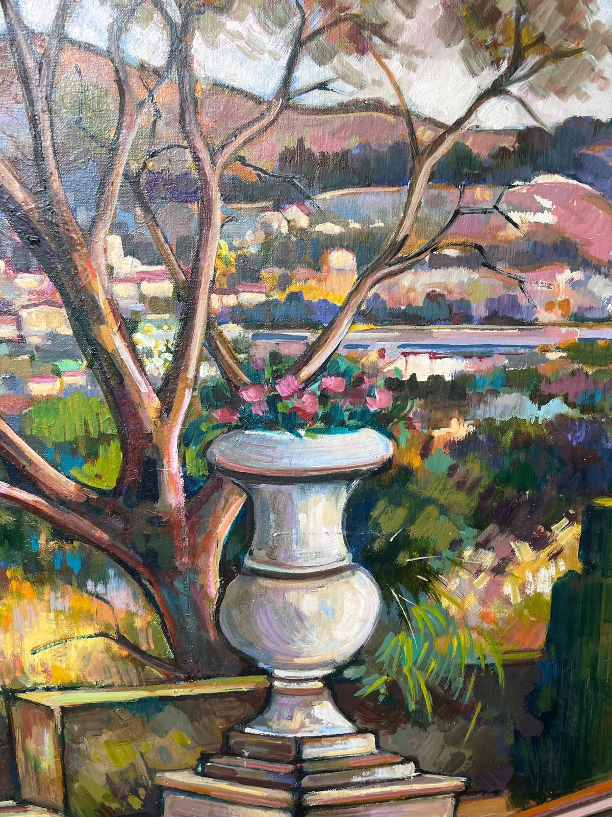 Max Toutainprovencal Coastal Garden Terrace Huge 20th Century French Impressionist Painting photo vinterior