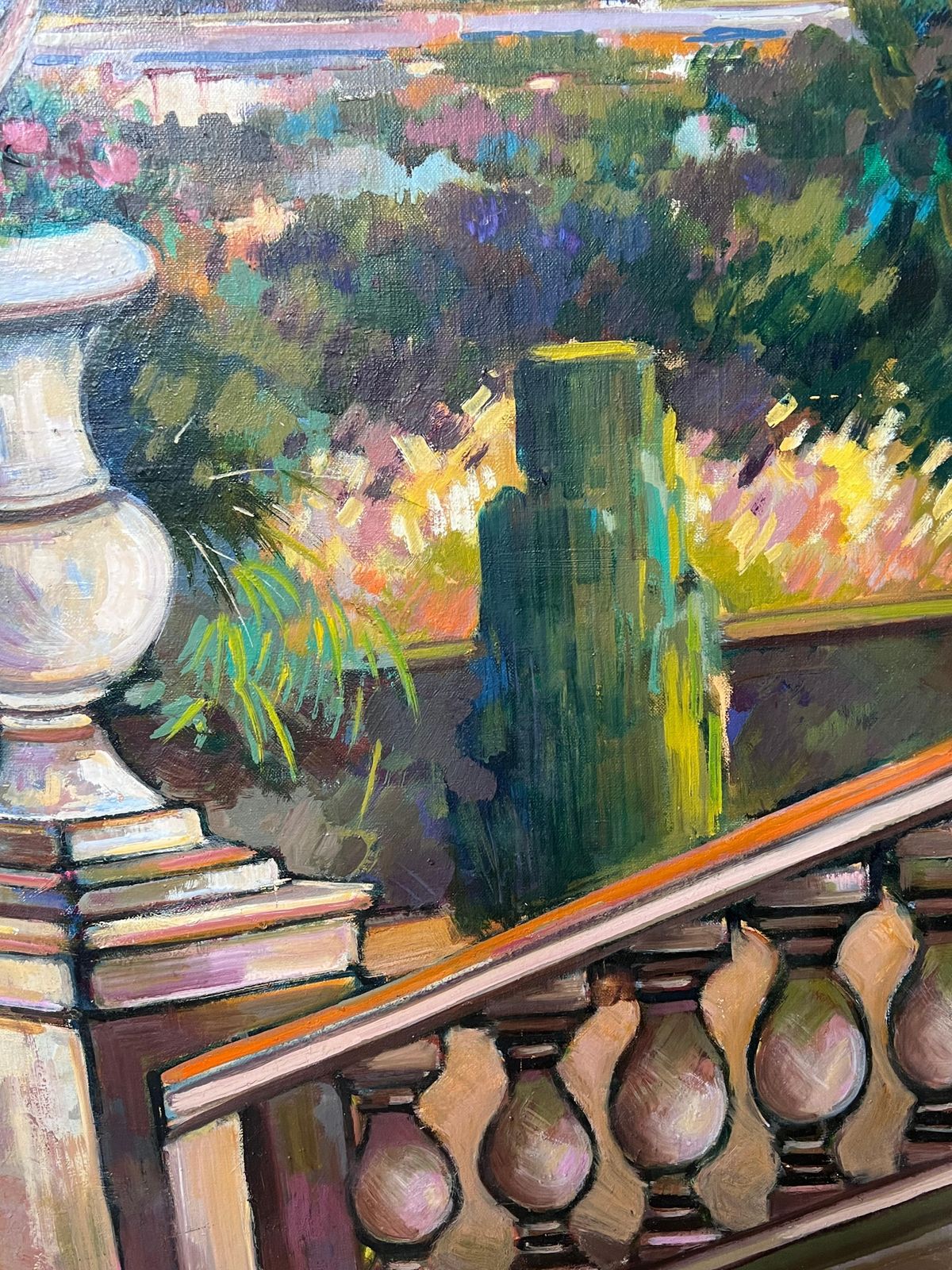 photo buy Max Toutainprovencal Coastal Garden Terrace Huge 20th Century French Impressionist Painting