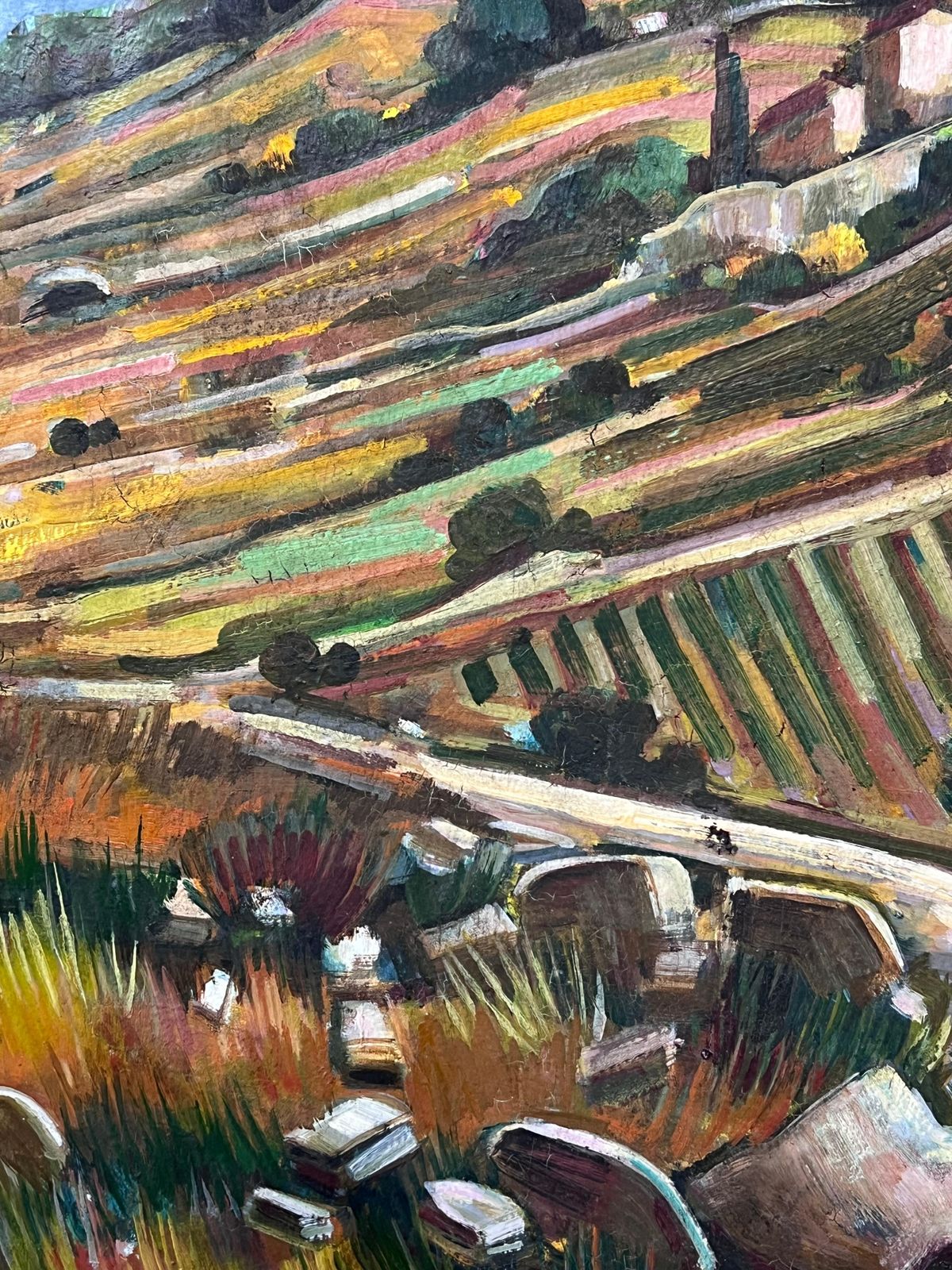 Max Toutainprovencal Hill Perched Town 20th Century French Post Impressionist Oil Painting photo vinterior
