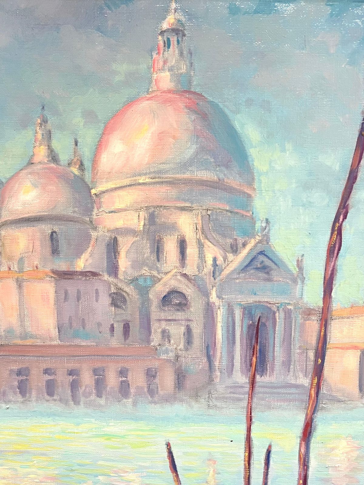 Georges Bordonovefrench Impressionist Oil Painting Sunlit Reflections Of Santa Maria Della Salute photo buy