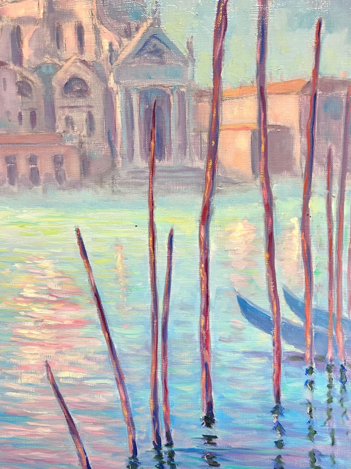 photo furniture Georges Bordonovefrench Impressionist Oil Painting Sunlit Reflections Of Santa Maria Della Salute