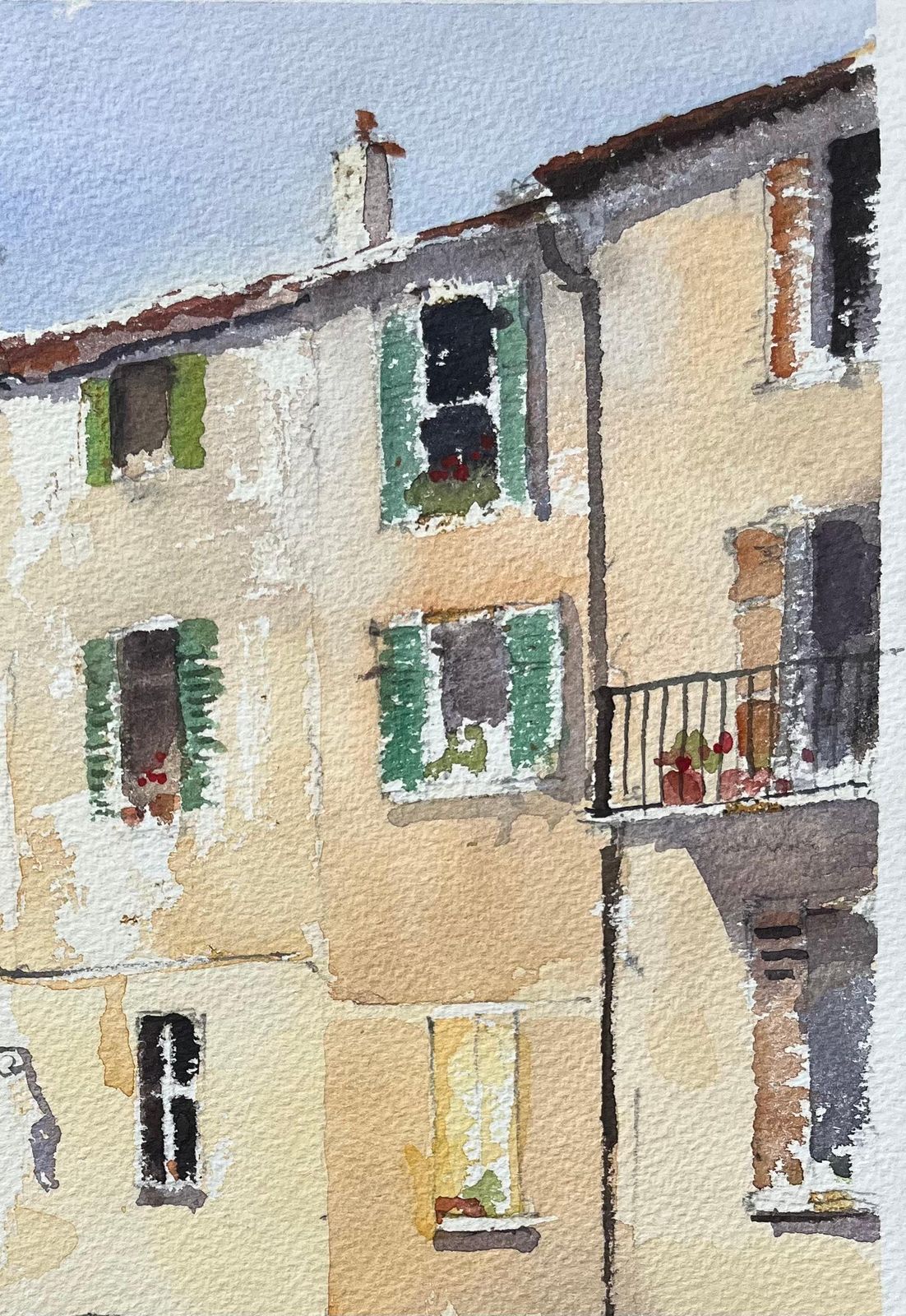 Anthony Averybritish Watercolor Of A Sunlit Mediterranean Courtyard With Figures And Fountain photo 550.0