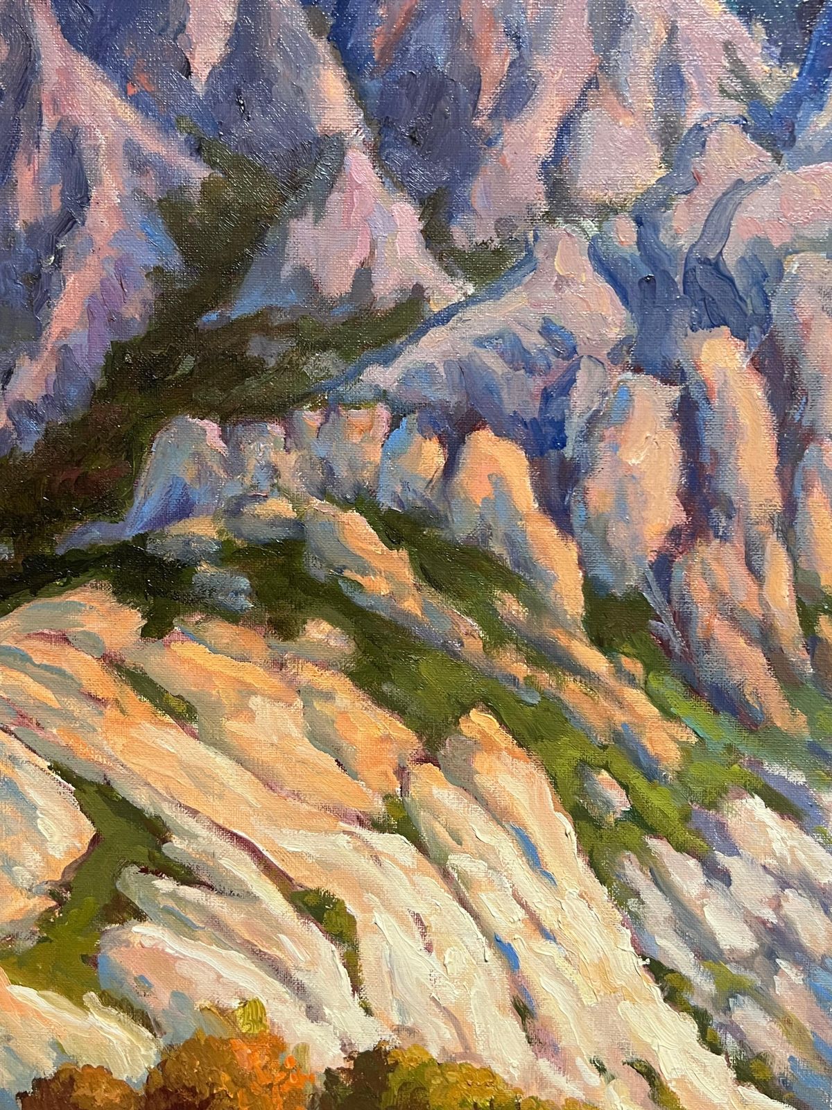 Georges Bordonovefrench Impressionist Oil Painting Bright And Colourful Towering Peaks And Valley photo for sale