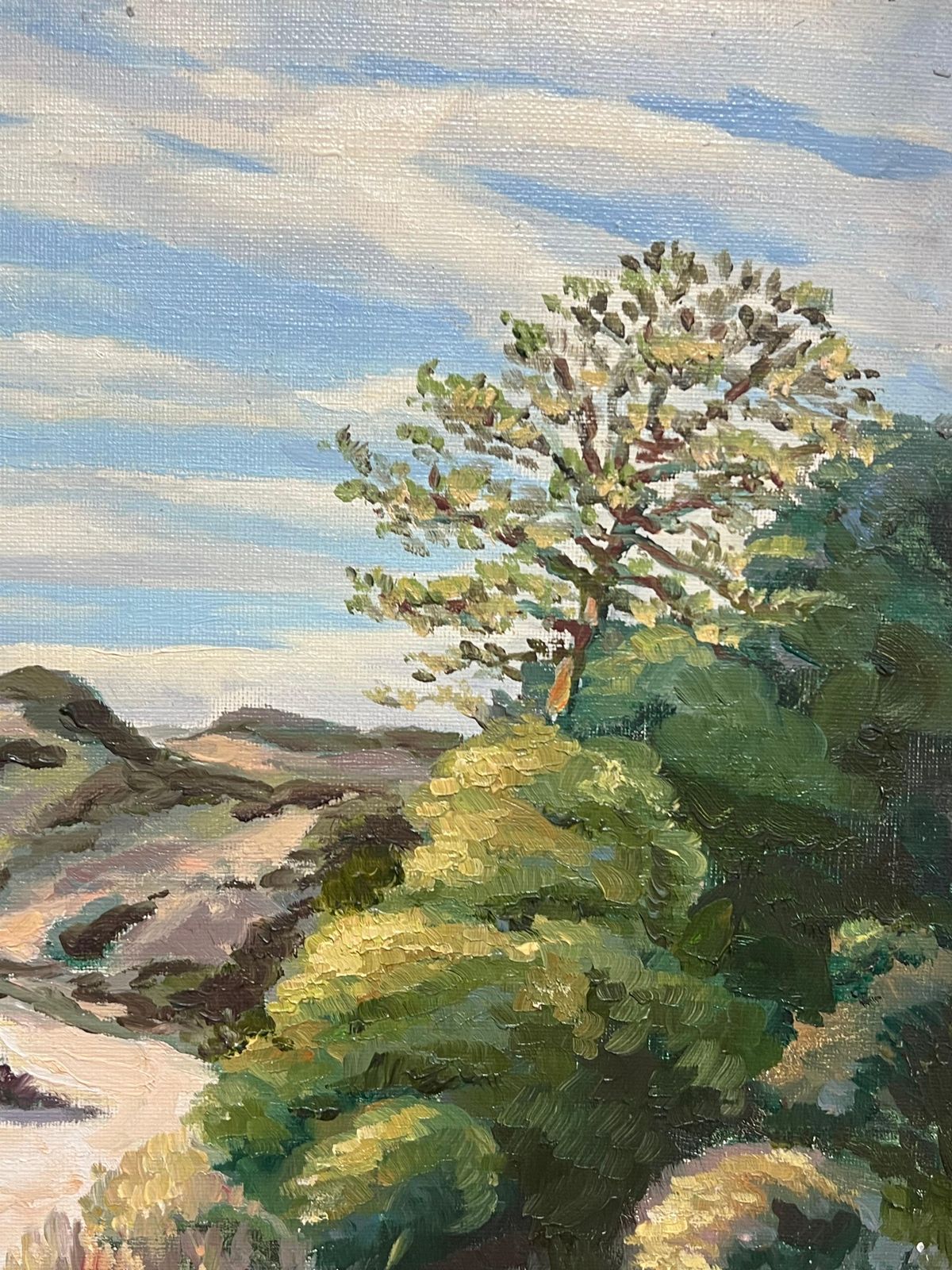 Georges Bordonovefrench Impressionist Oil Painting Sunlit Path Through Rolling Sand Dunes photo vintage