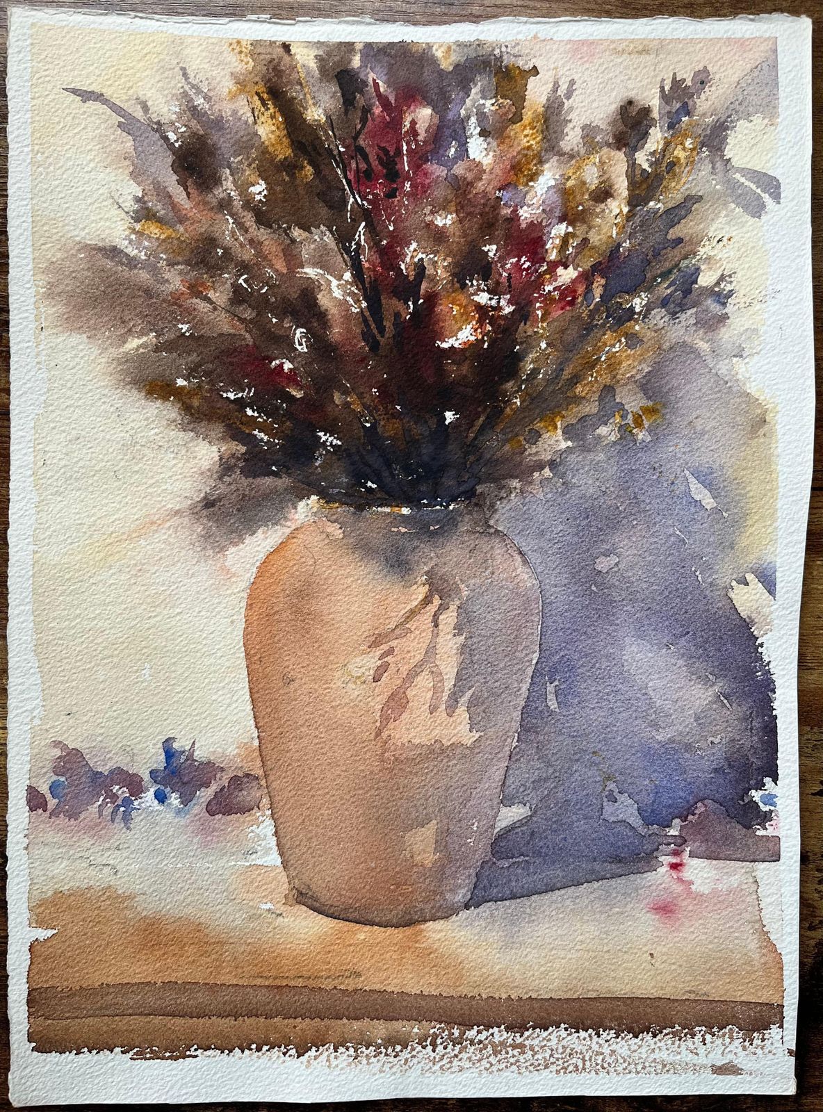 Anthony Averybritish Impressionist Watercolor Of A Dried Floral Arrangement In A Vase photo furniture