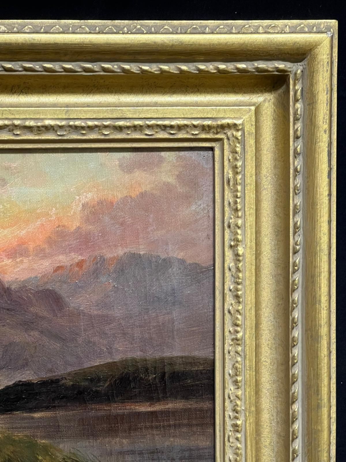 photo for sale William Langley (1852 1922highland Cattle At Dusk Antique Scottish Loch & Mountains Signed Oil Painting
