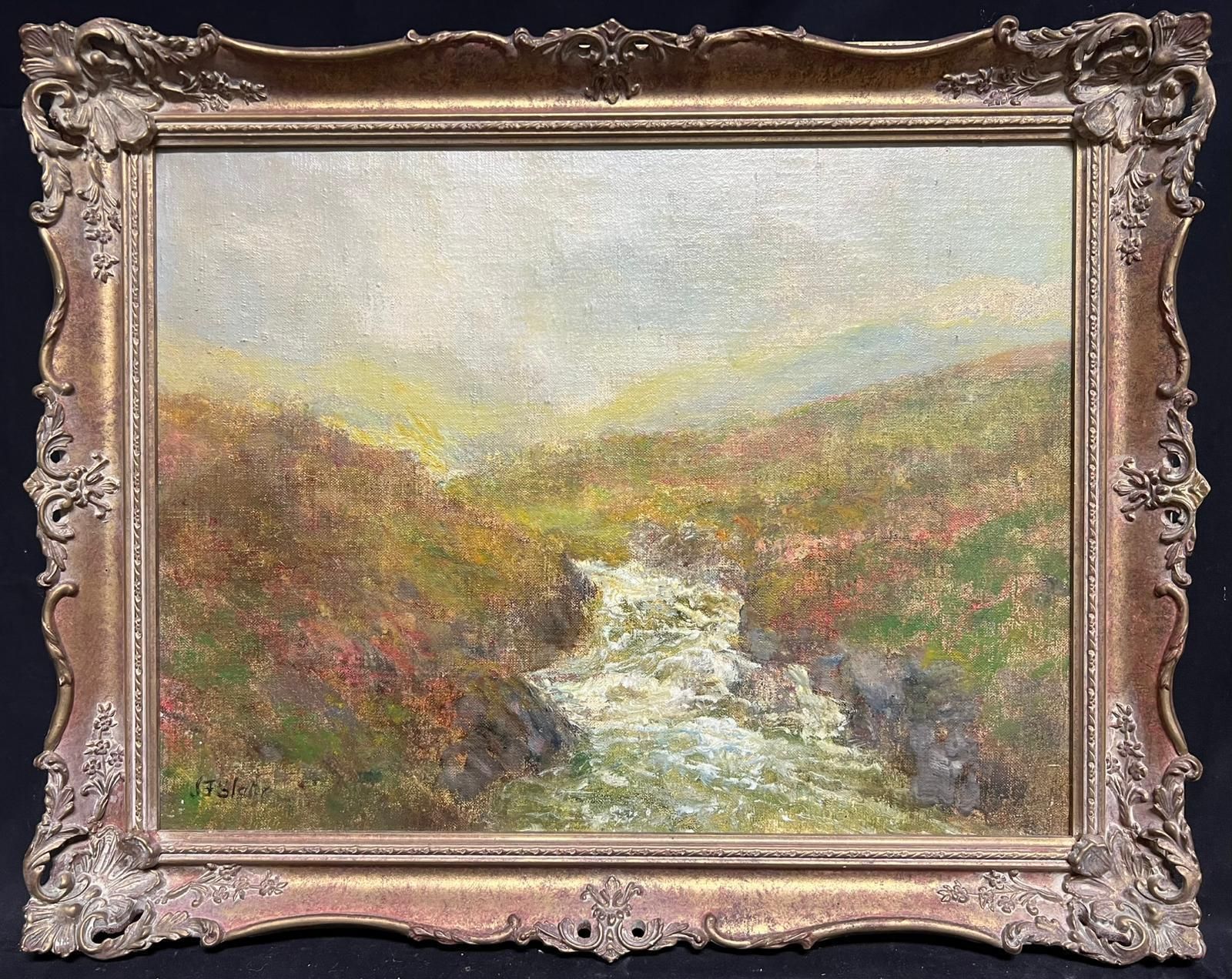 John Falconer Slater (1857 1937)flowing Stream Through Valley Misty Highlands Oil Painting Respected Artist