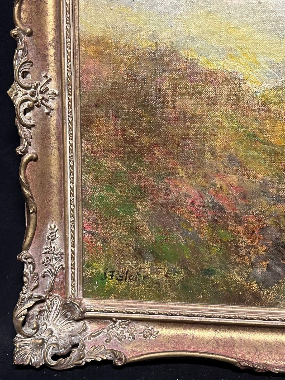 John Falconer Slater (1857 1937)flowing Stream Through Valley Misty Highlands Oil Painting Respected Artist photo vintage