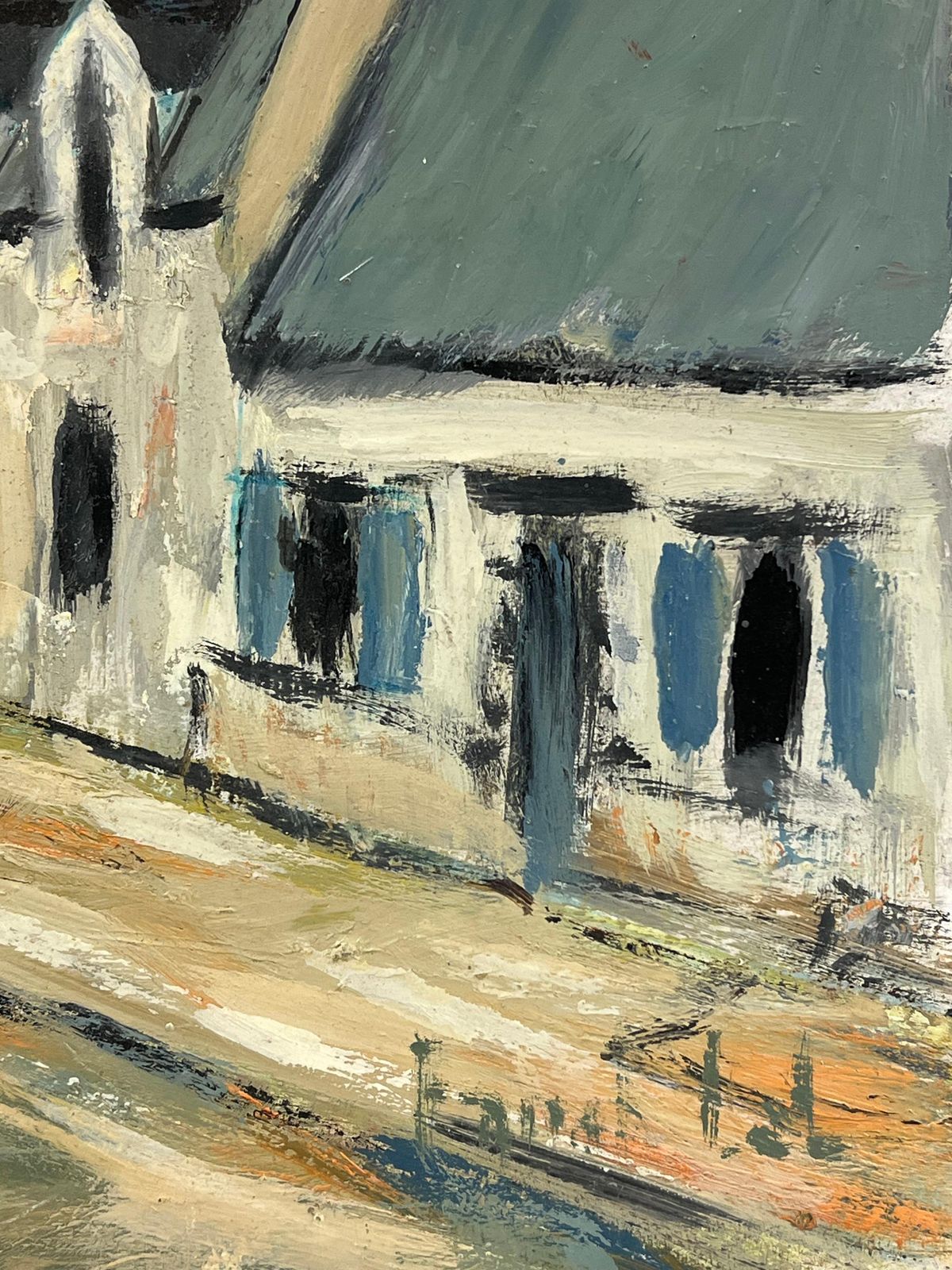 photo furniture Fanch Lelfrench Impressionist Moody Village Street Leading To A Tower Urban Landscpae