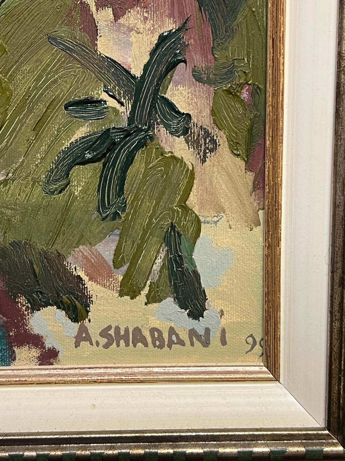 Artan Shabanifrench Modernist Oil Painting Nice Coastal Mediterranean French Rivera City1999 photo vintage
