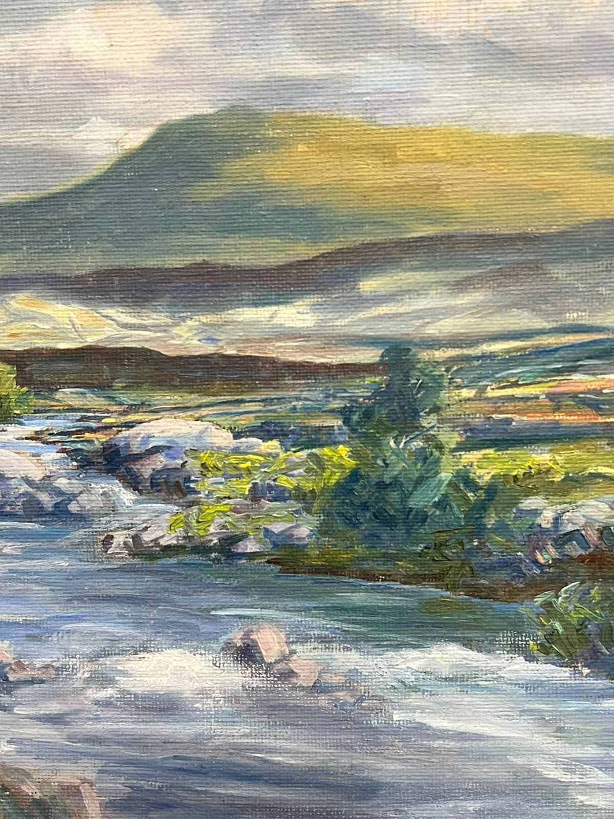 Irish Artist1950s Irish Landscape Signed Oil Painting Rolling Hills Flowing Stream Connemara photo 1425.0