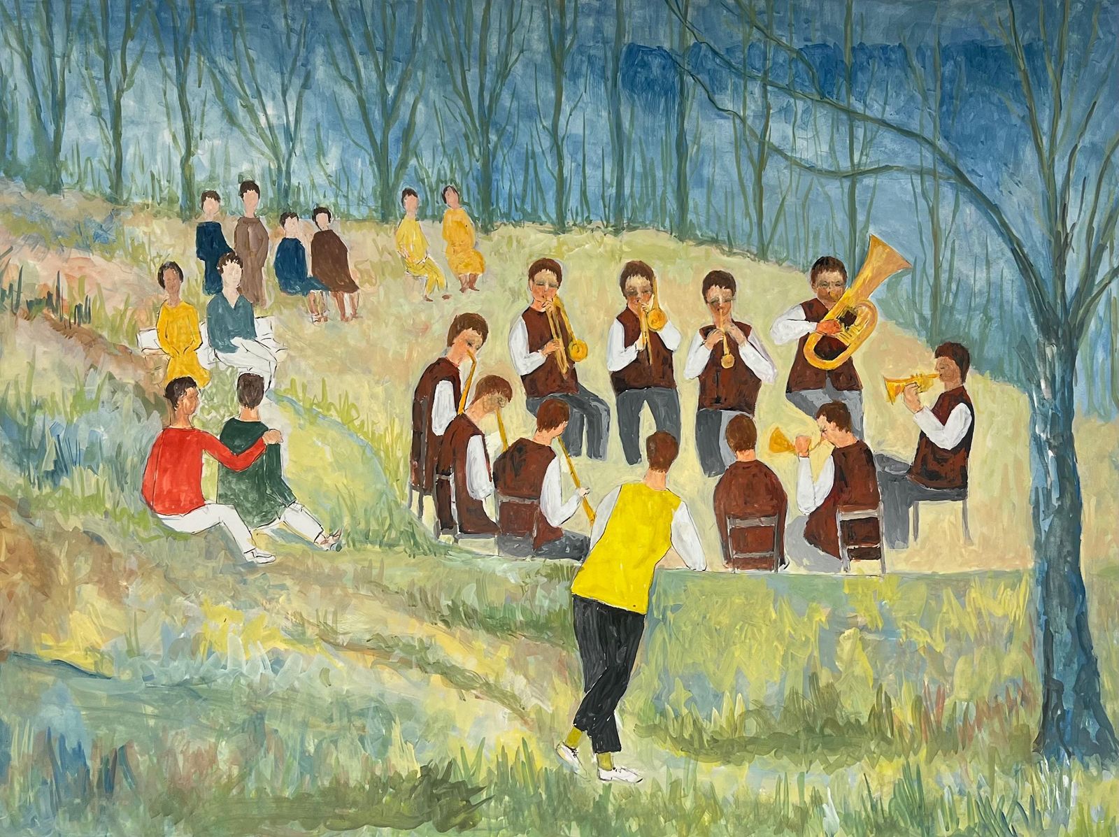 Bernard Labbe1950's Open Air Jazz Concert In The Summer Forest French Landscape1950's