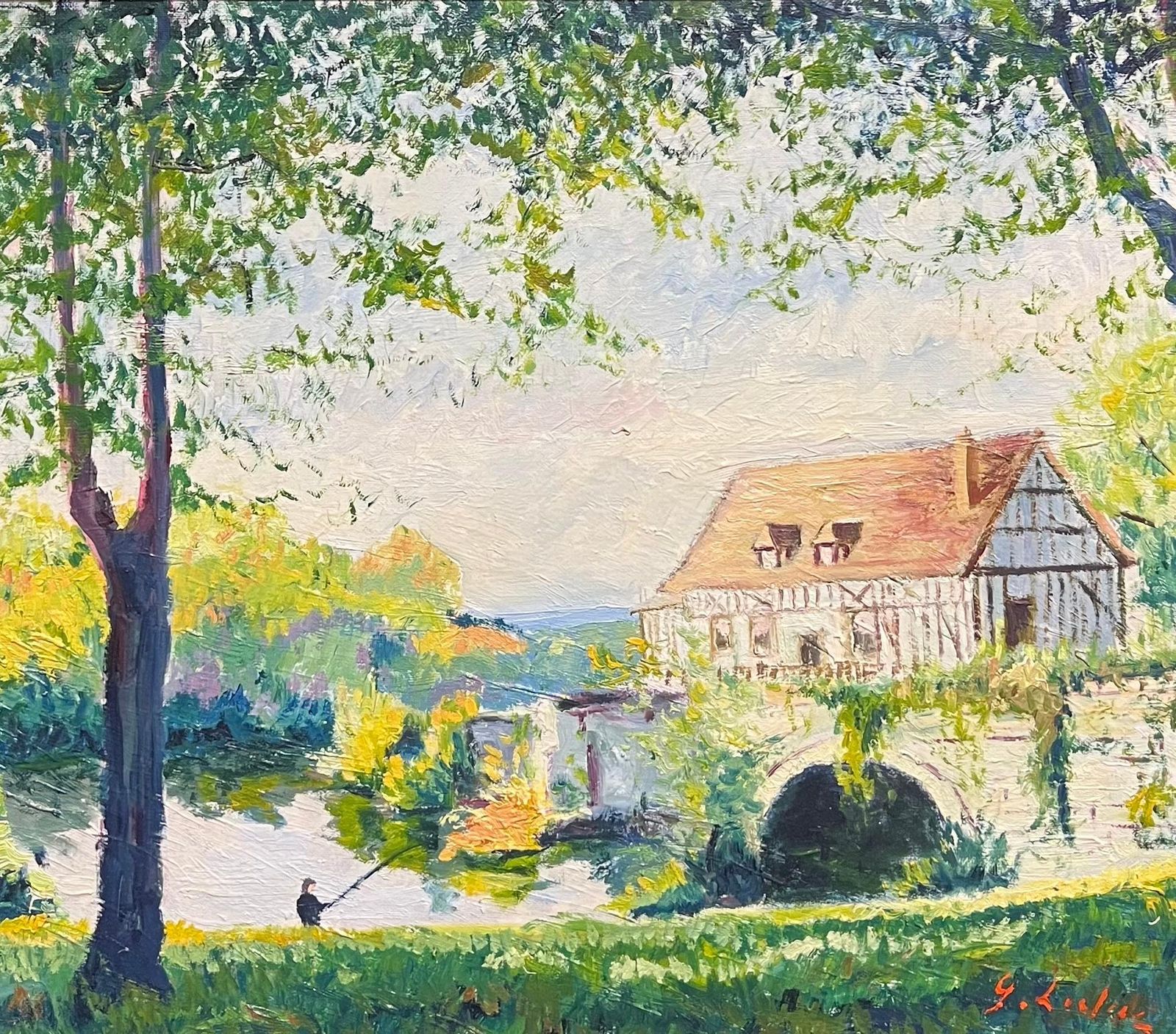 French Schooltranquil Normandy River Seine Landscape At Vernon Near Giverny Impressionist Oil1991 photo for sale