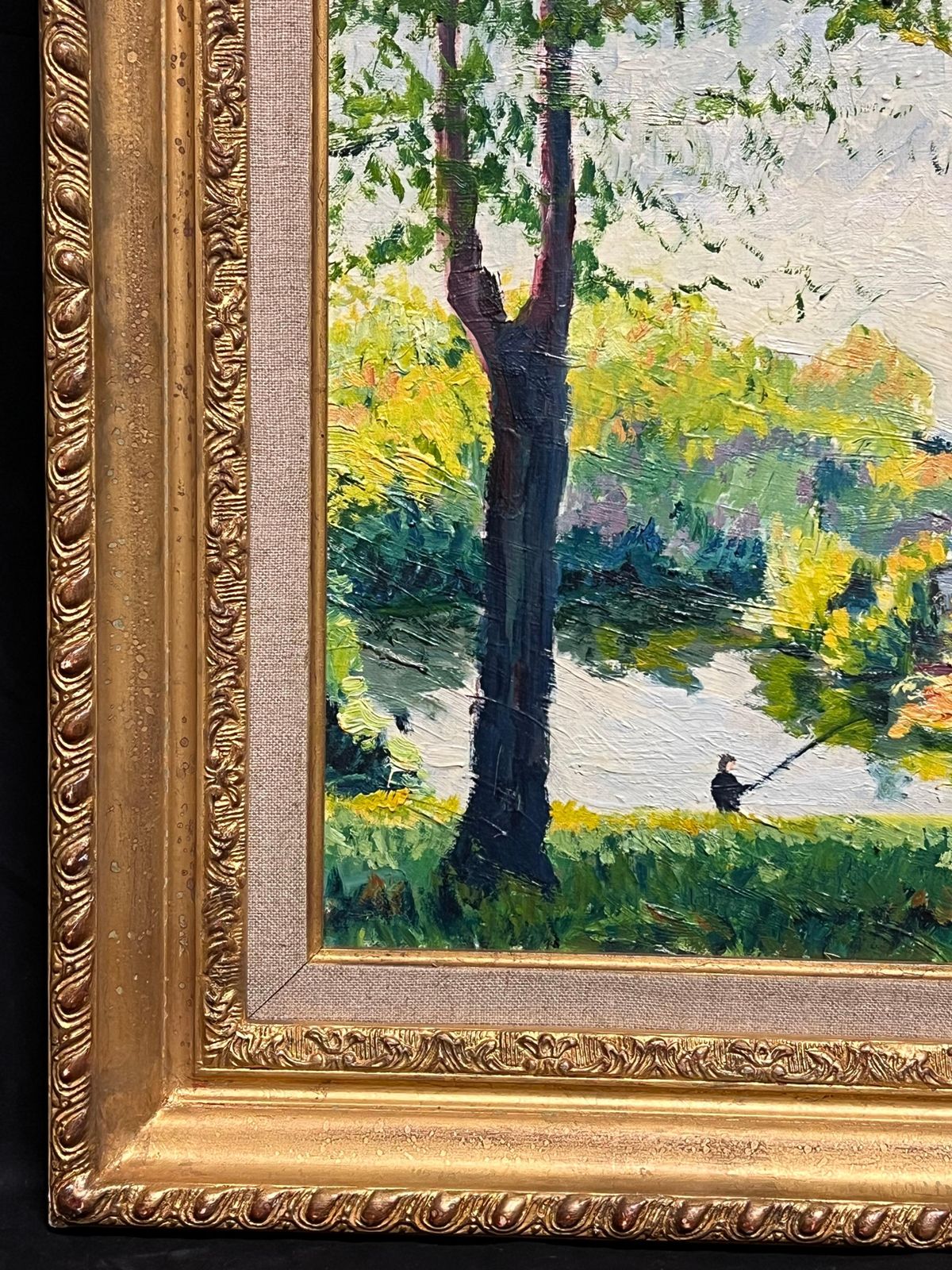 957.0 French Schooltranquil Normandy River Seine Landscape At Vernon Near Giverny Impressionist Oil1991 photo