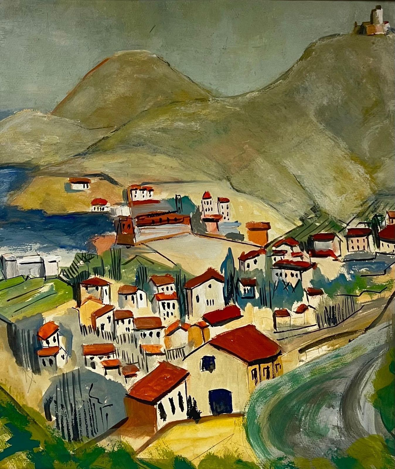 Bernard Labbe1950's Red Roof French Village With Rolling Hills And Coastal Views1950's photo for sale